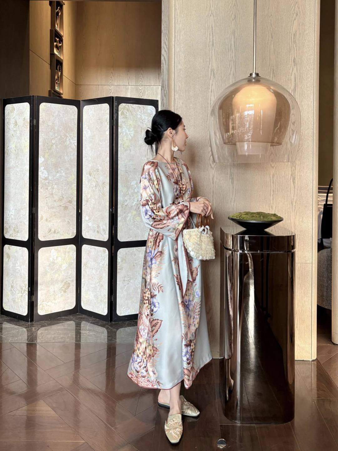 Zimm 26ss print silk dress