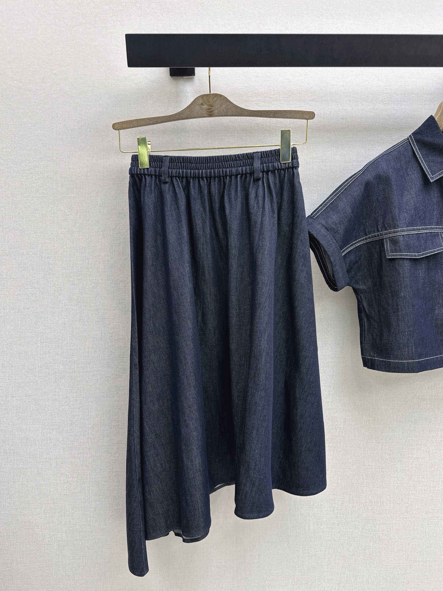 Brun 26ss denim shirt skirt set