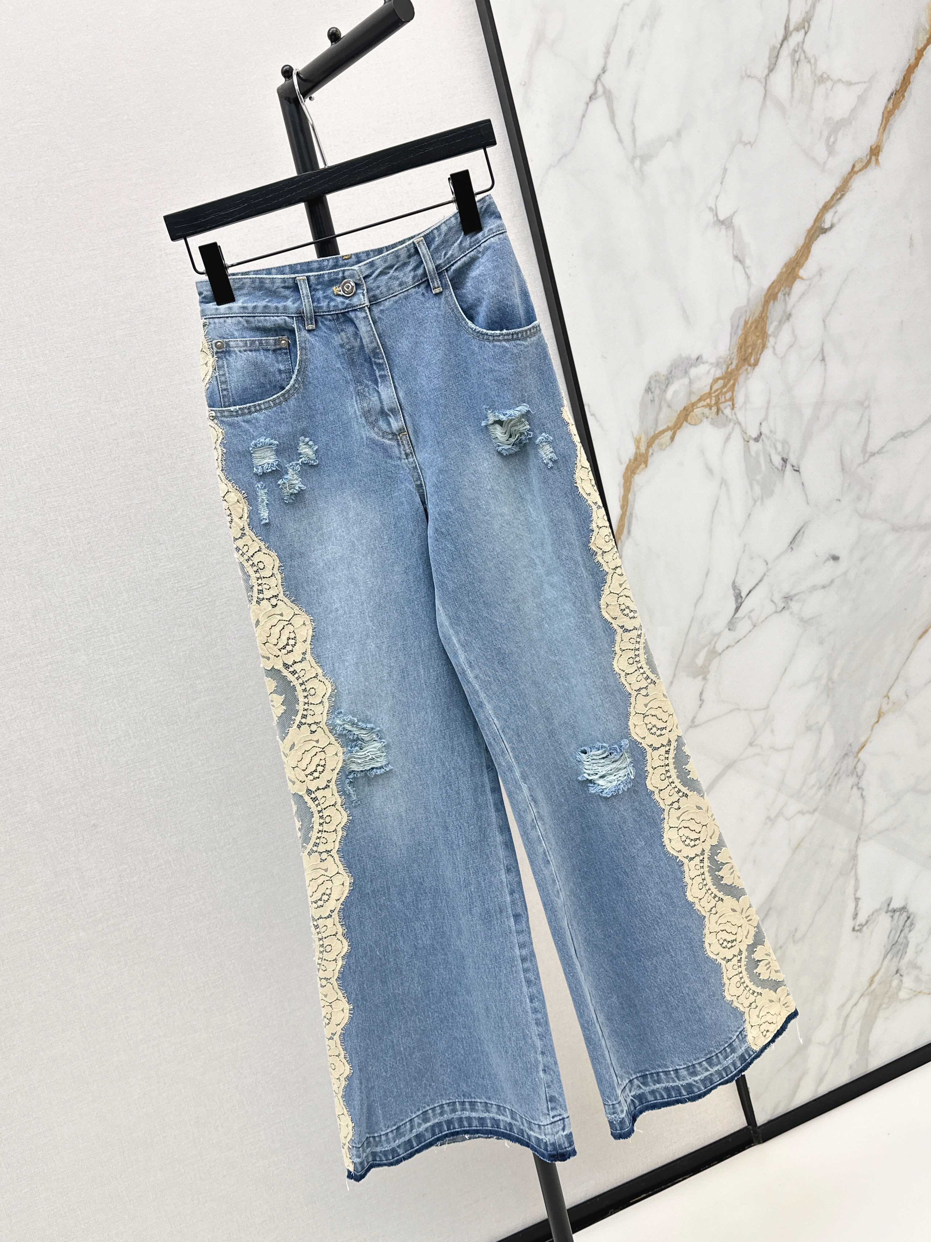 Dolc 26ss lace contract wide-leg pants
