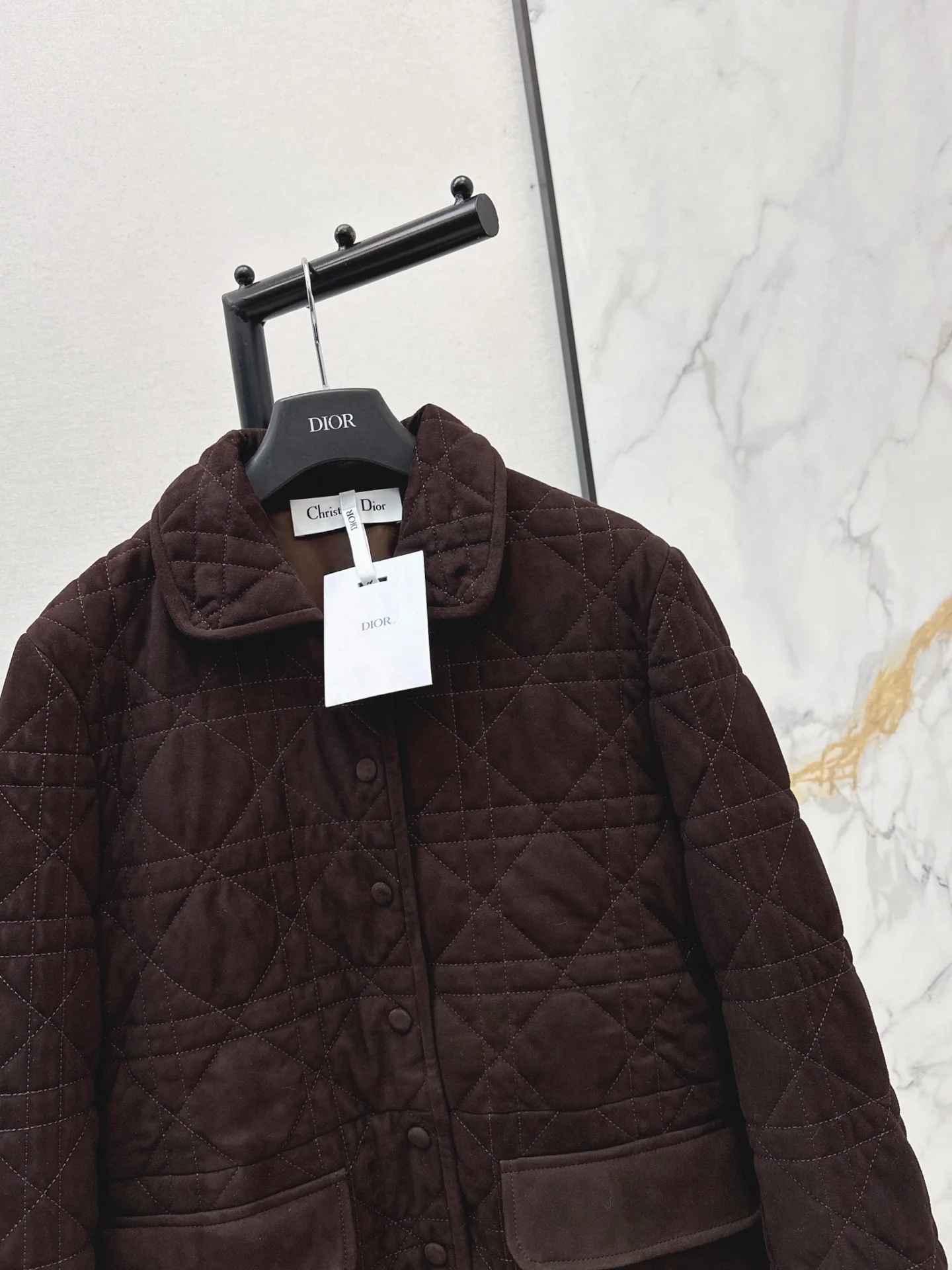 CD 25fw suede padded long jacket