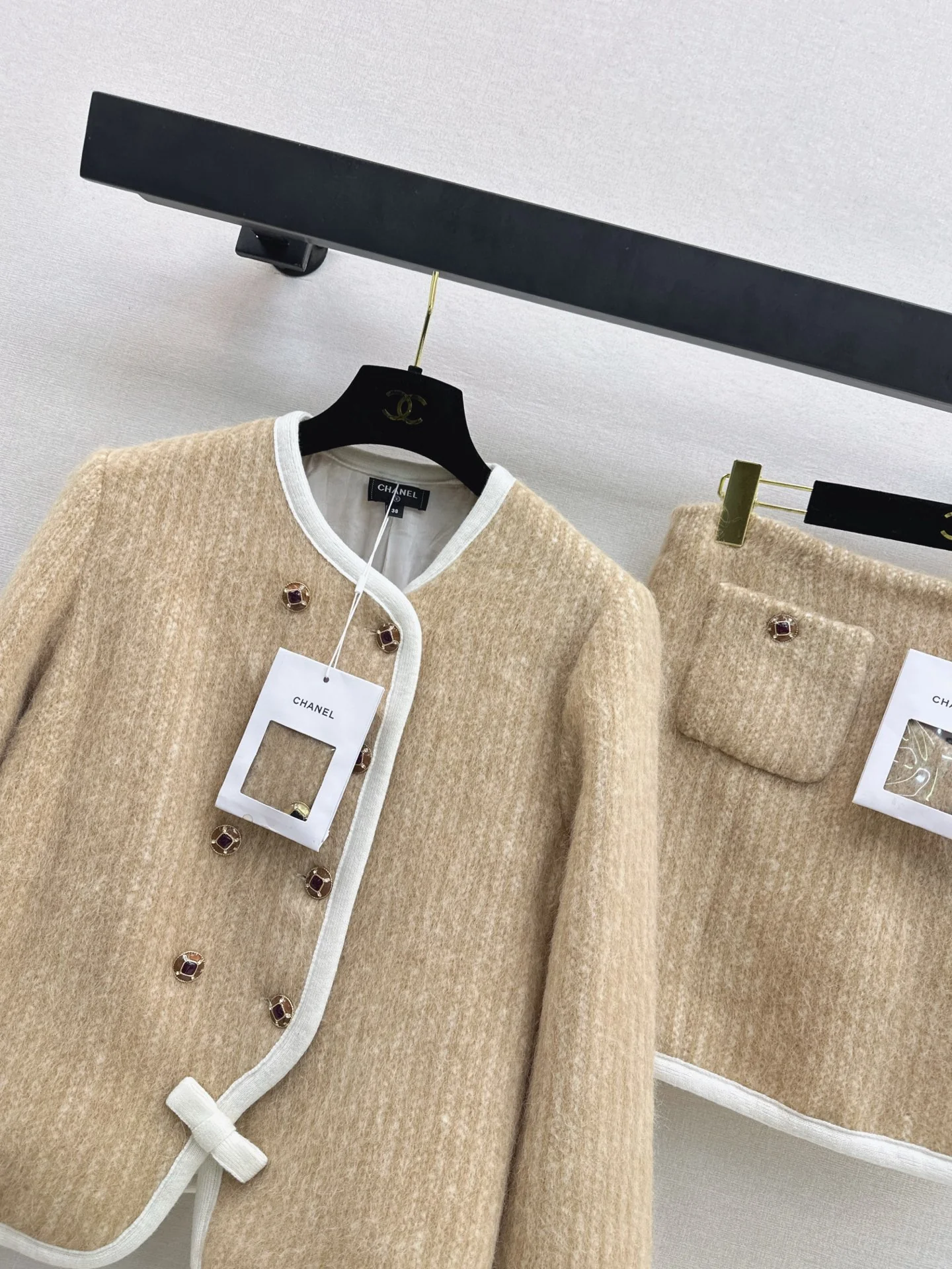 Chan 26ss woolen jacket skirts outfit sets