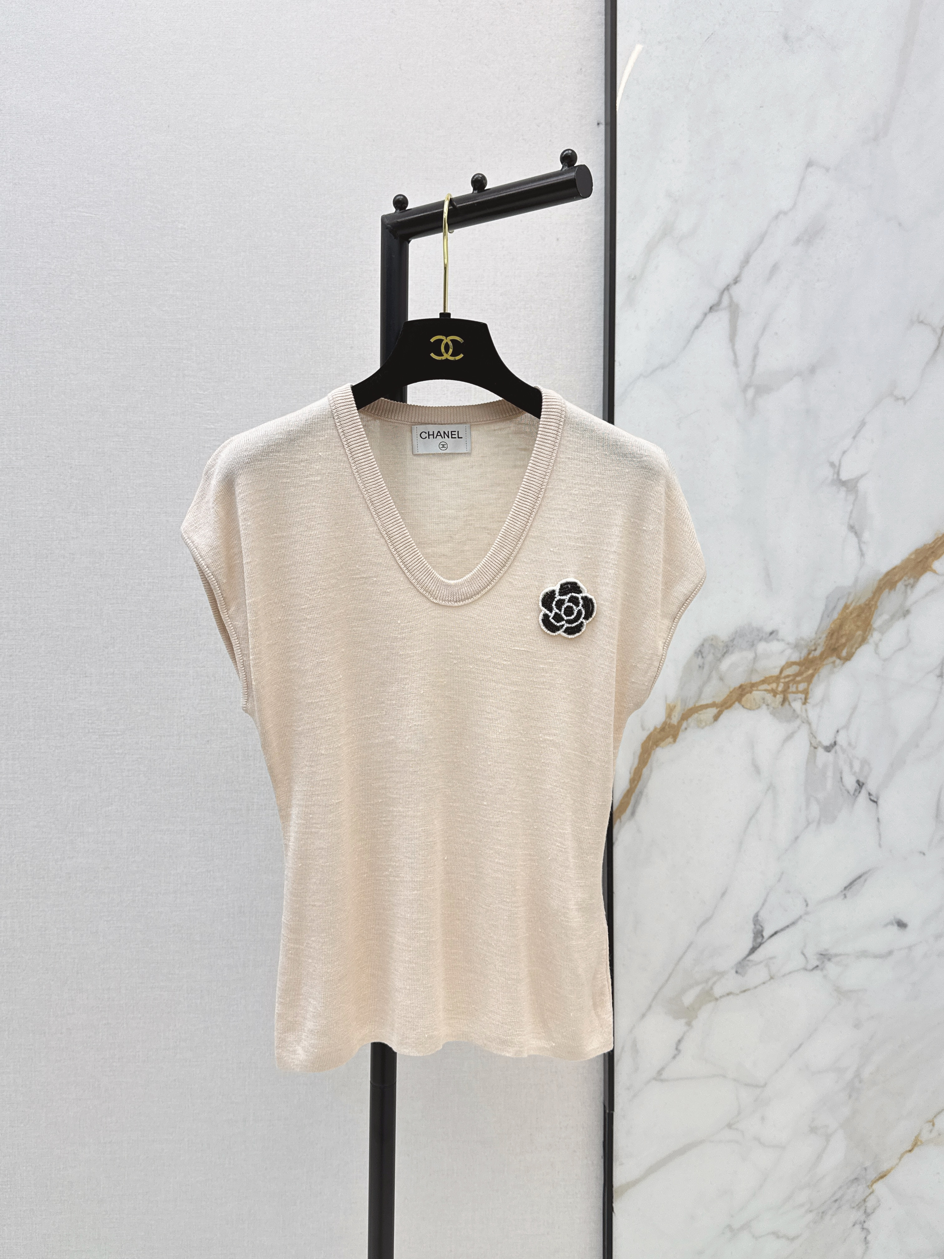 Chan 26ss 3d flower t-shirt