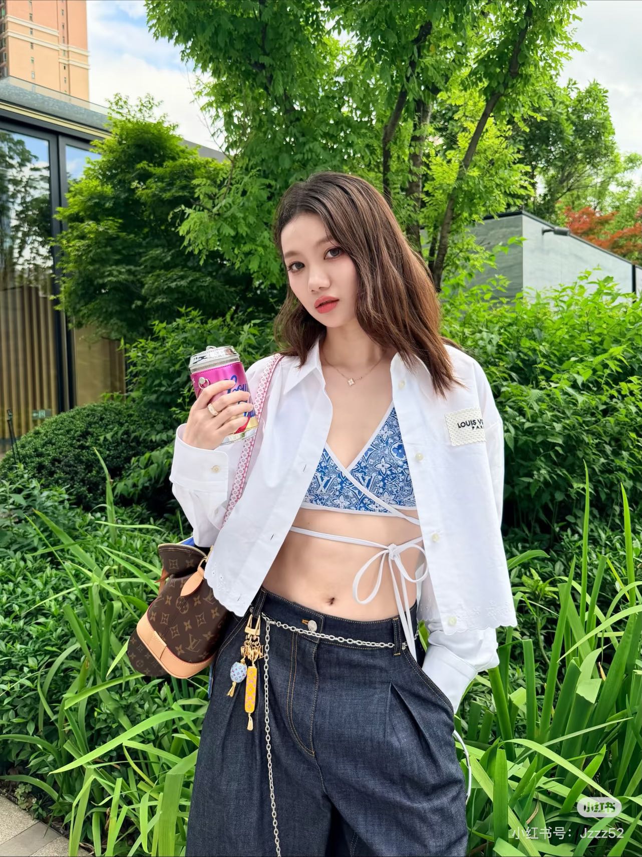 Loui 26ss embroidery cropped shirt