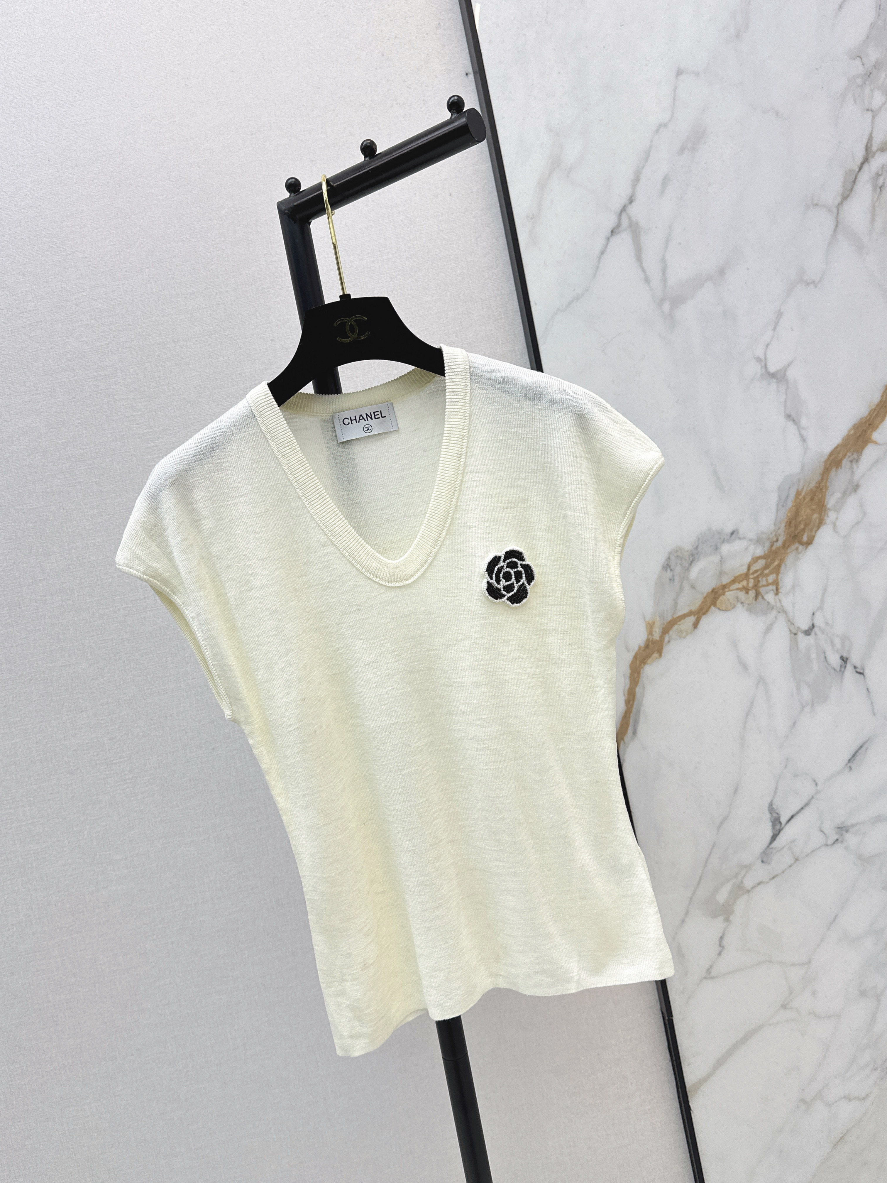 Chan 26ss 3d flower t-shirt