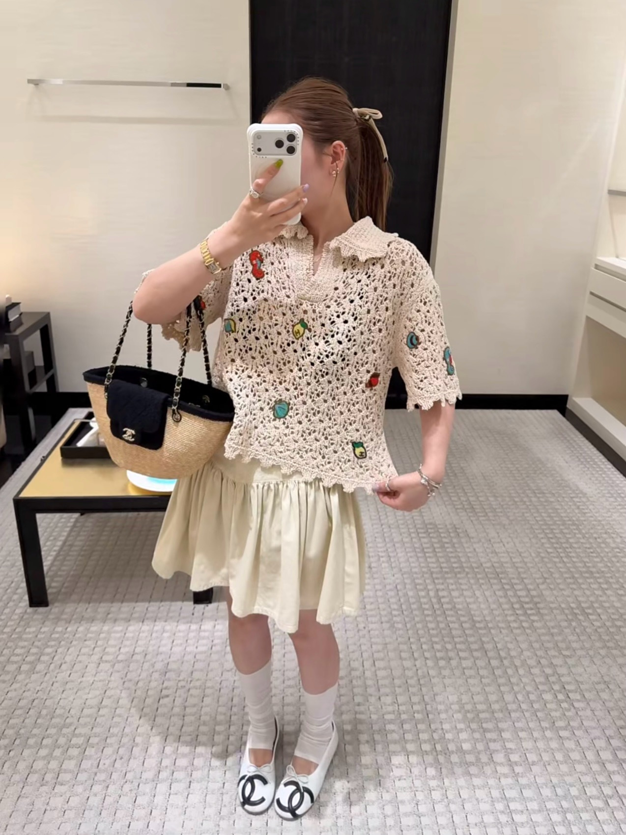 Chan 26ss beach embroidery top