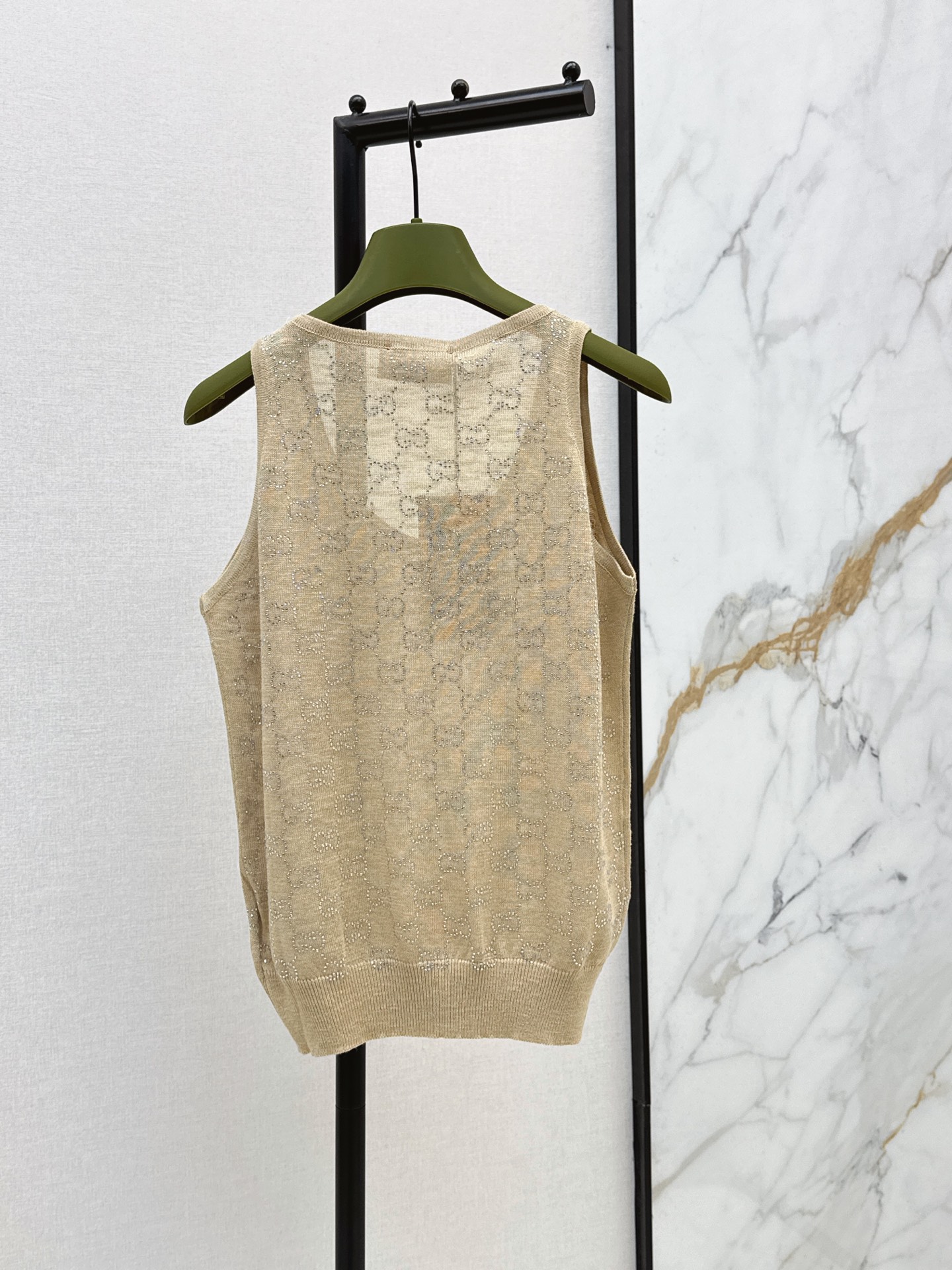 Guc 26ss rhinestone knit vest