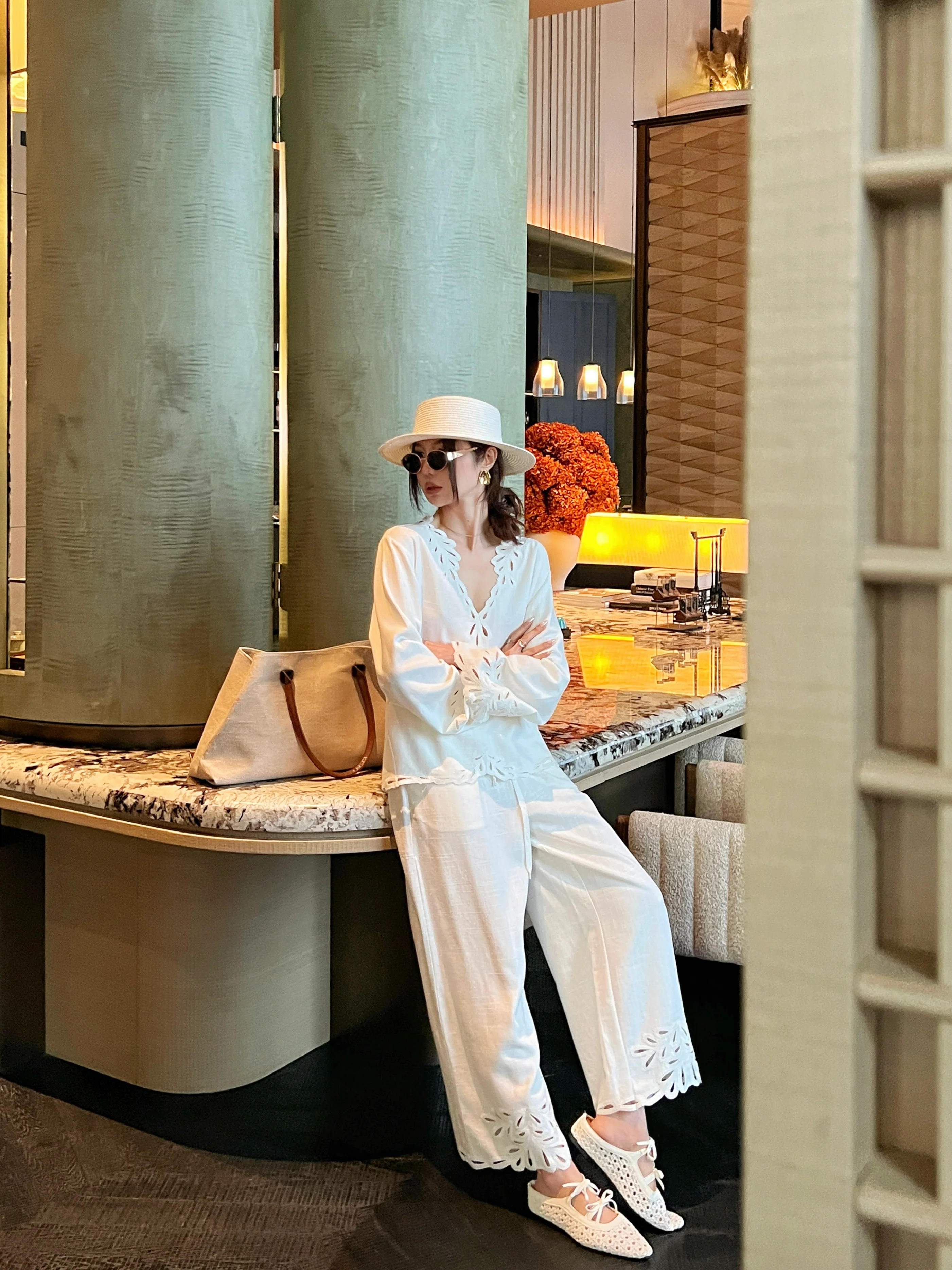 Max 26ss embroidery flounce sleeve  top