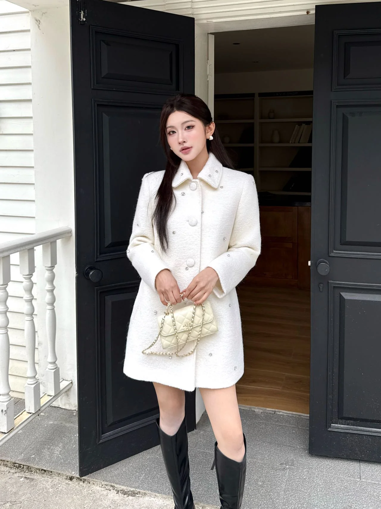 Miu 25fw rhinestone overcoats