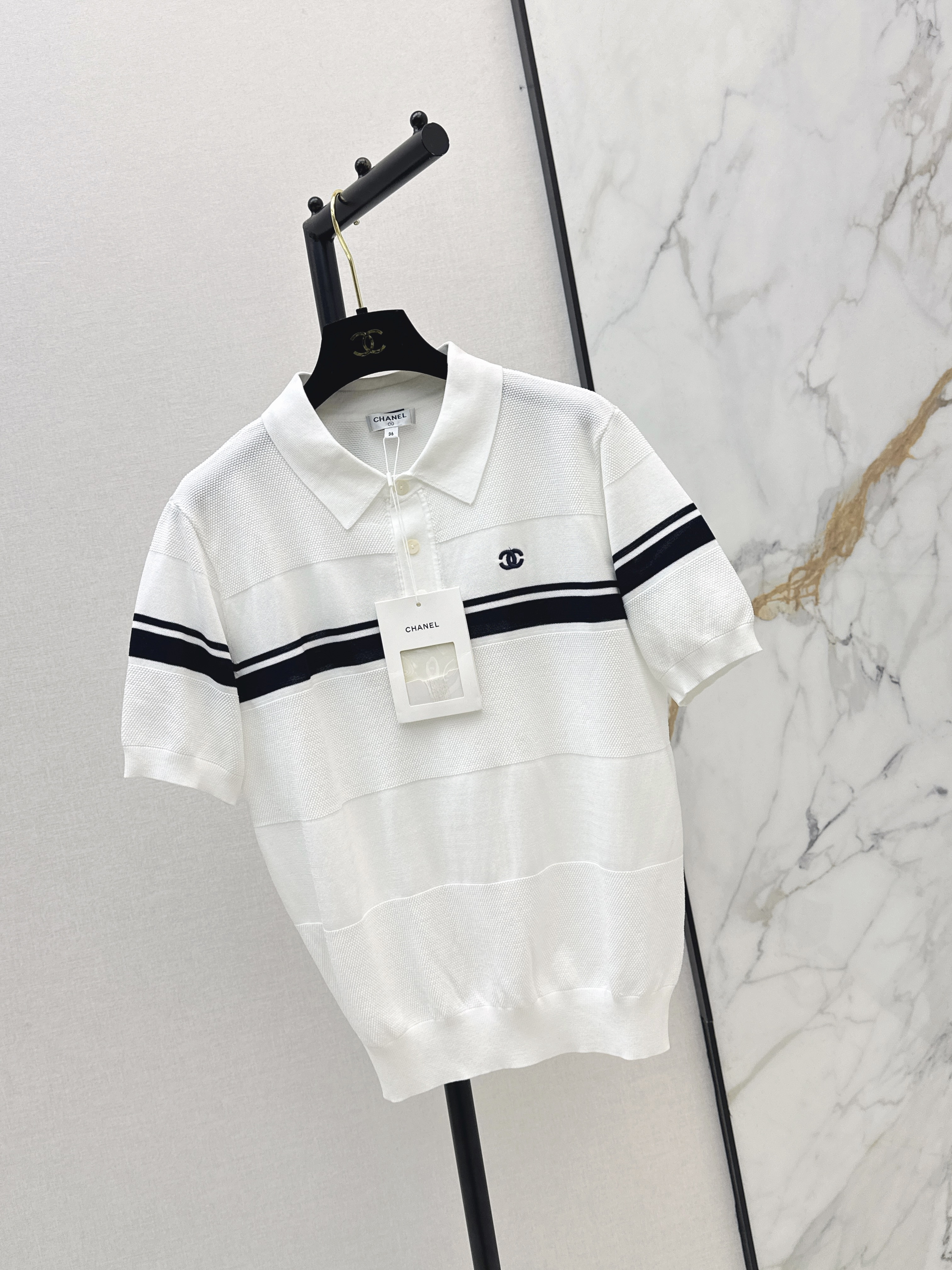 Chan 26ss jacquard polo top