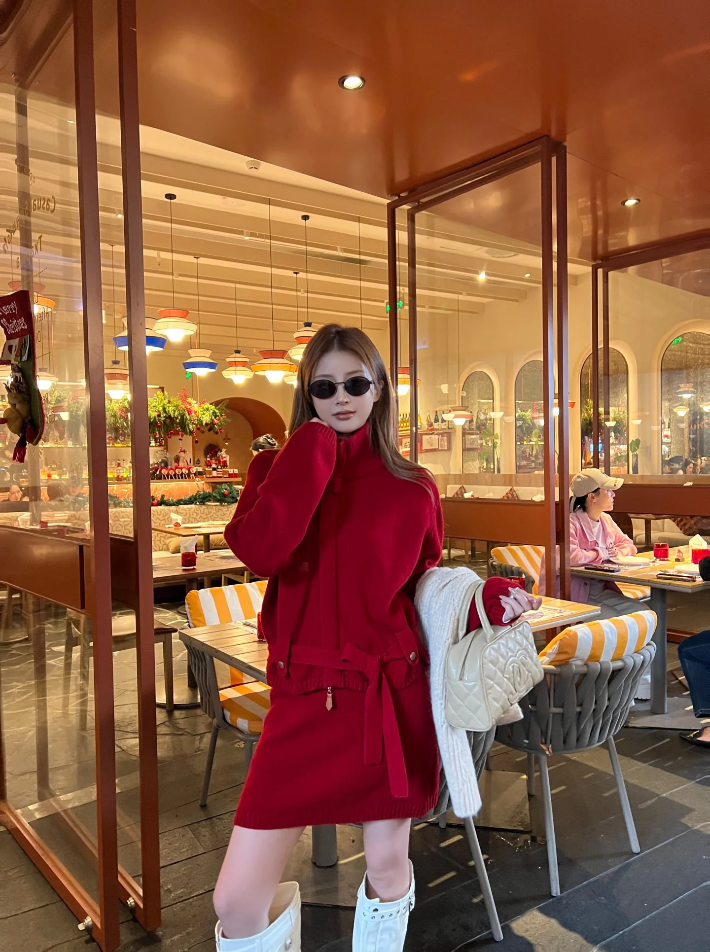 Loro 26ss outfit sets zip-up cardigan+skirts