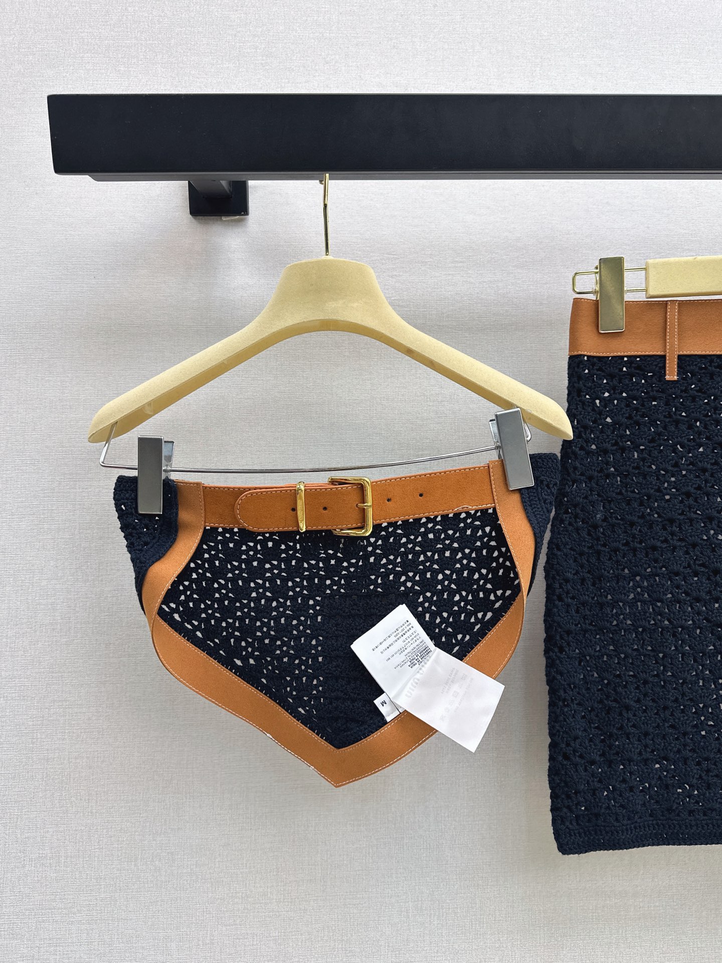 Miu 26ss knit tube top mini skirt set