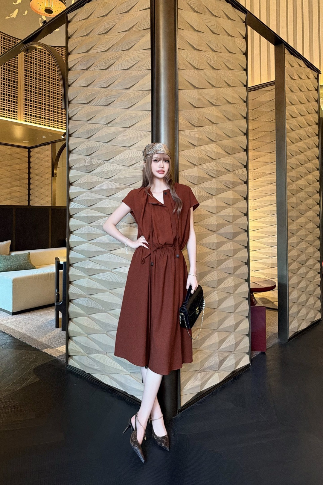 Loui 26ss cutout-waist drastring dress