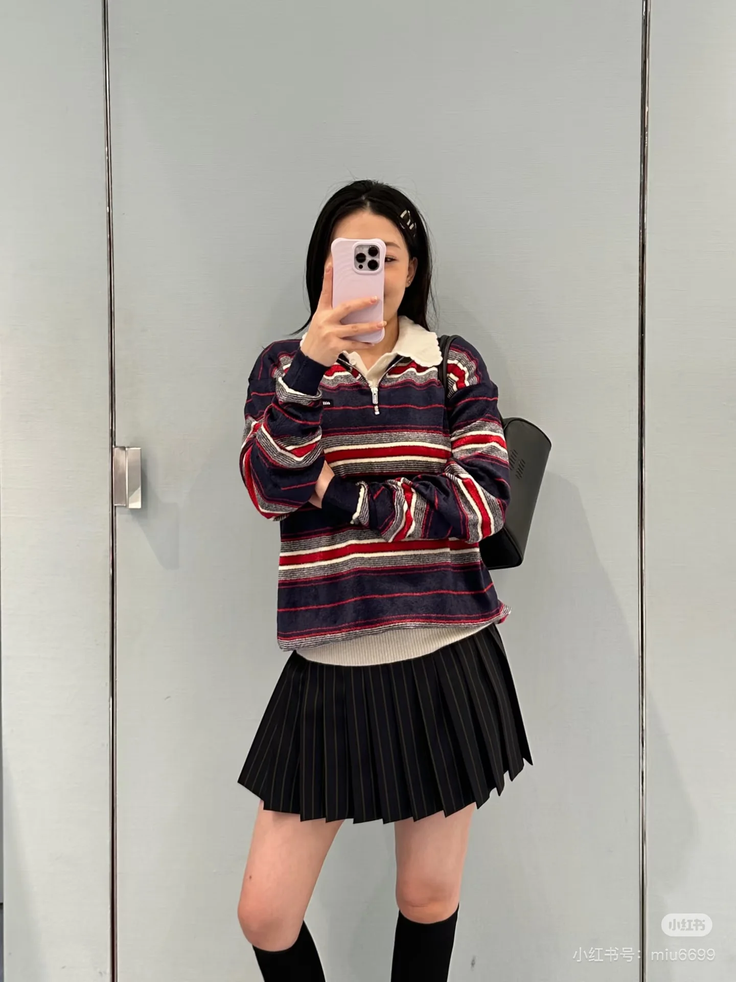 Miu 26ss stripe knitted sweater