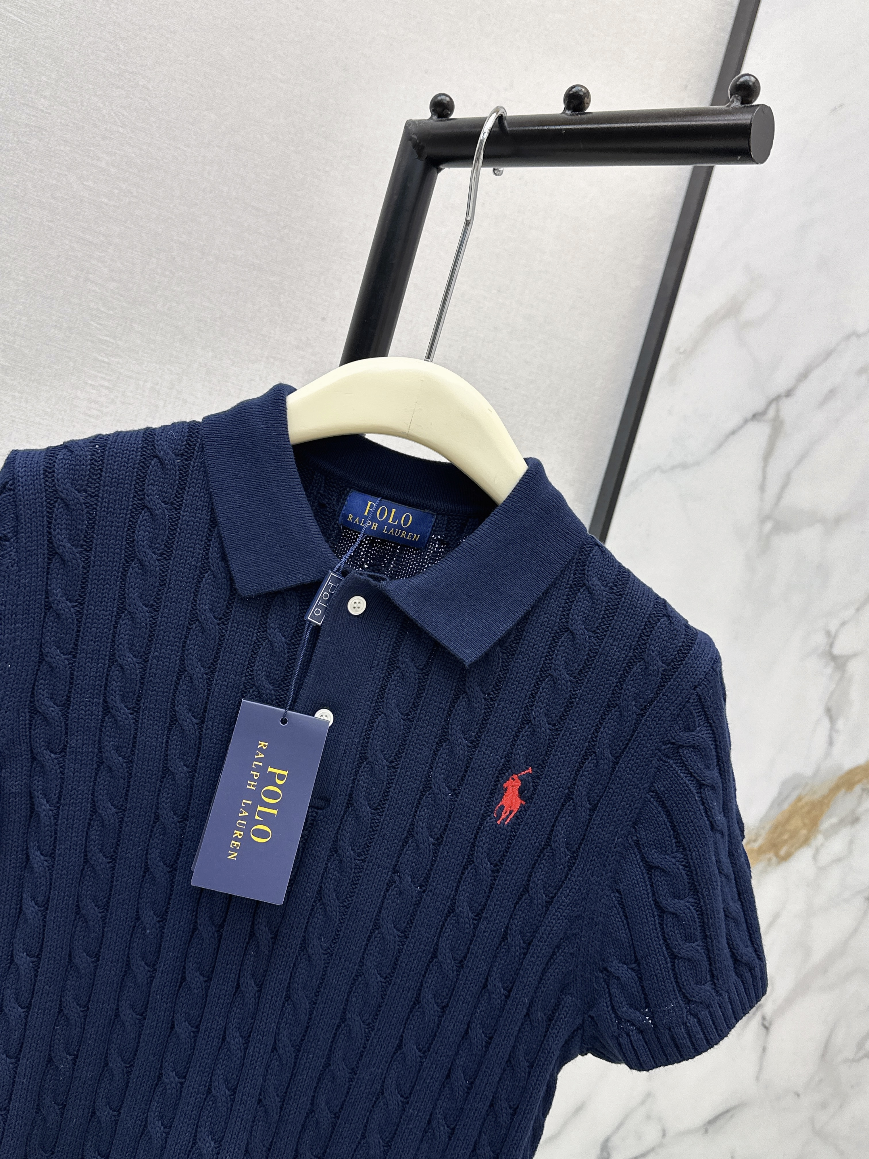 Ralp 26ss cable polo knit top