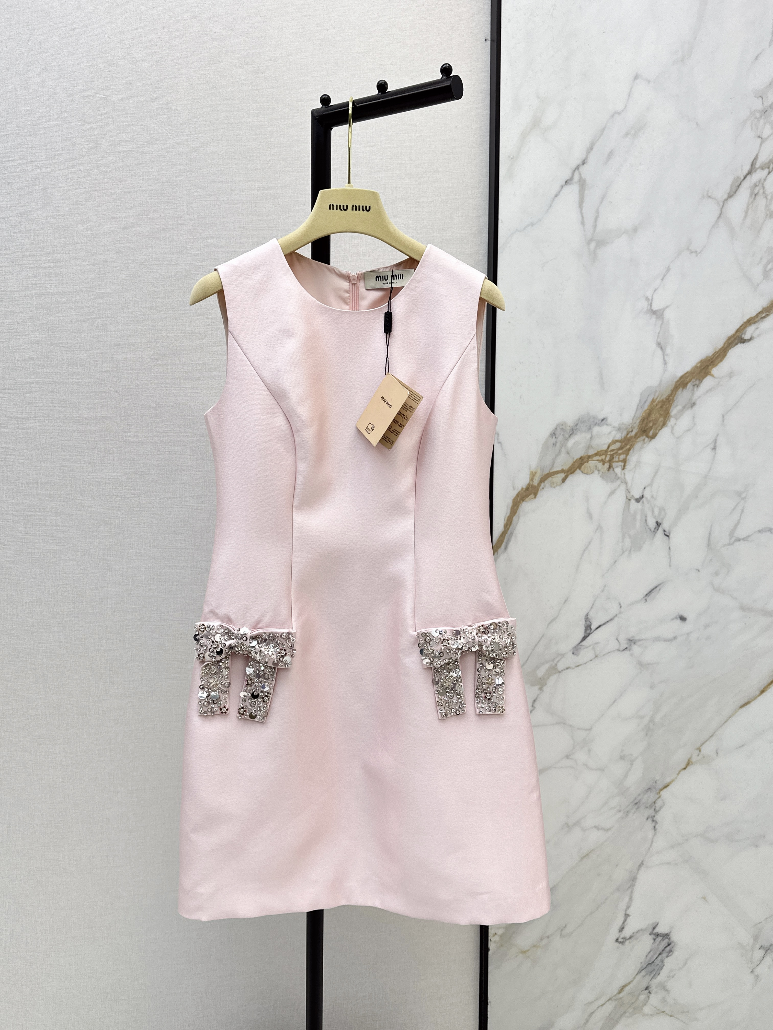 Miu 26ss rhinestone sleeveless dress