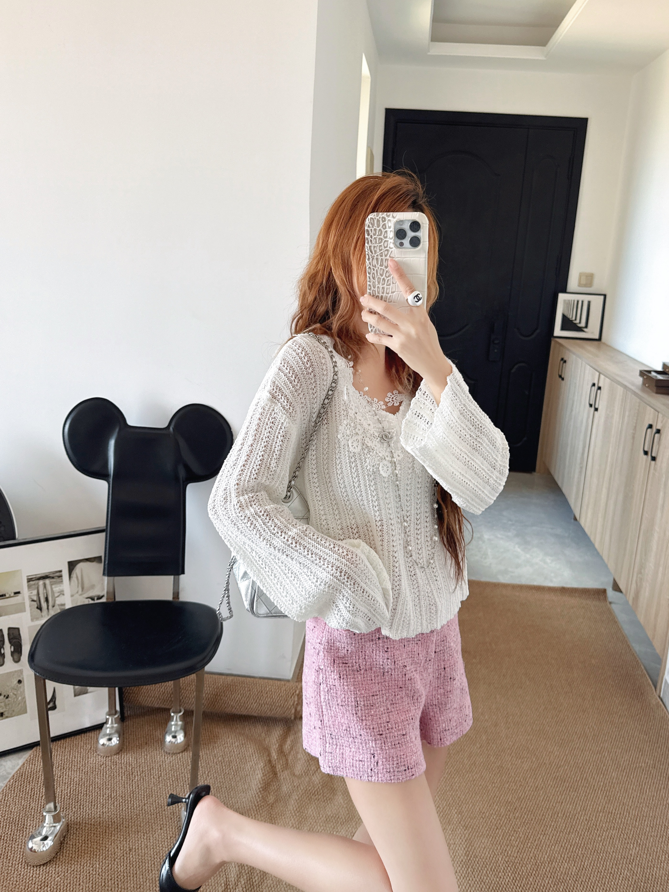ES 26ss lace hollow sweater