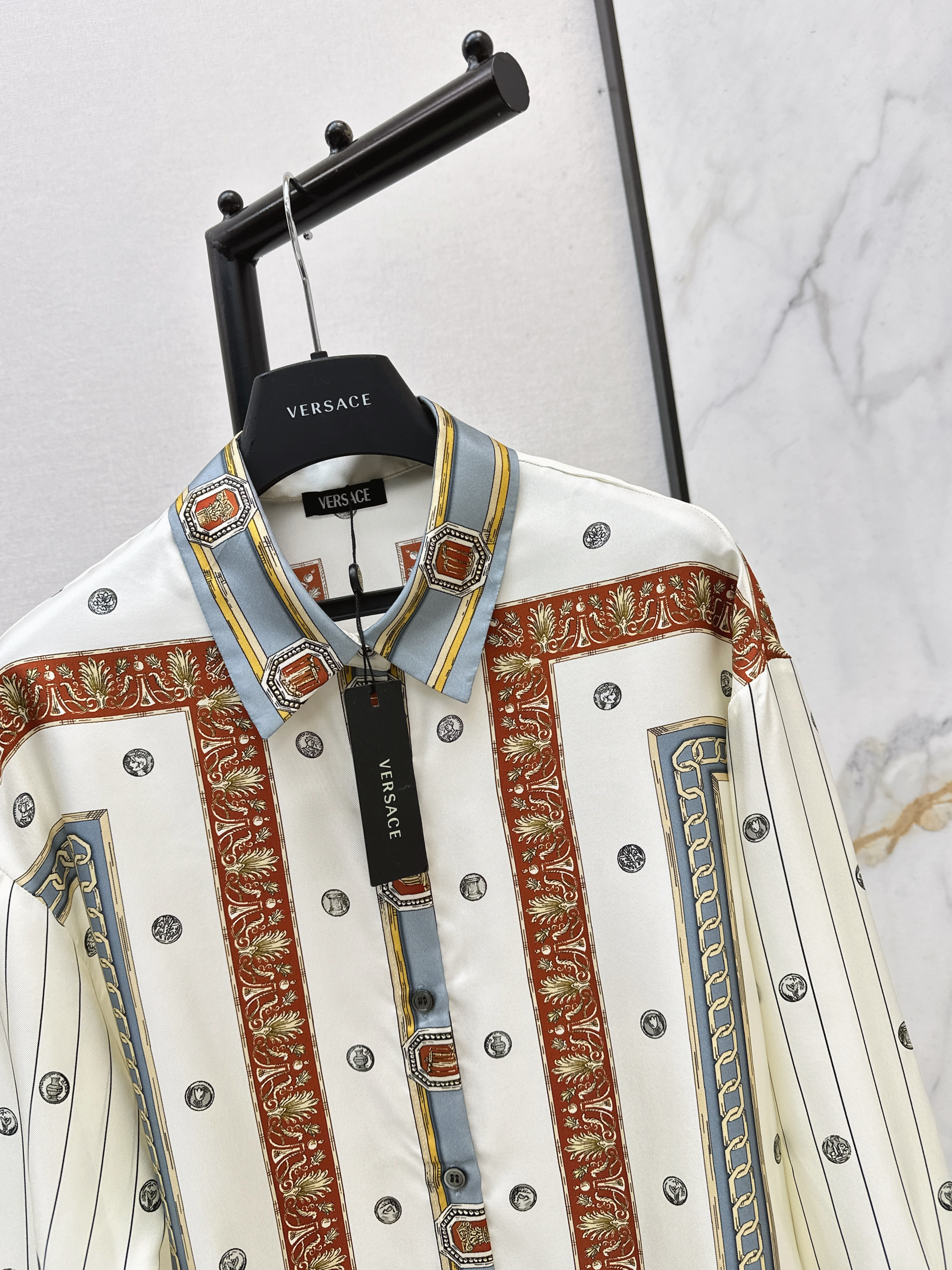 Ver 26ss print silk shirt