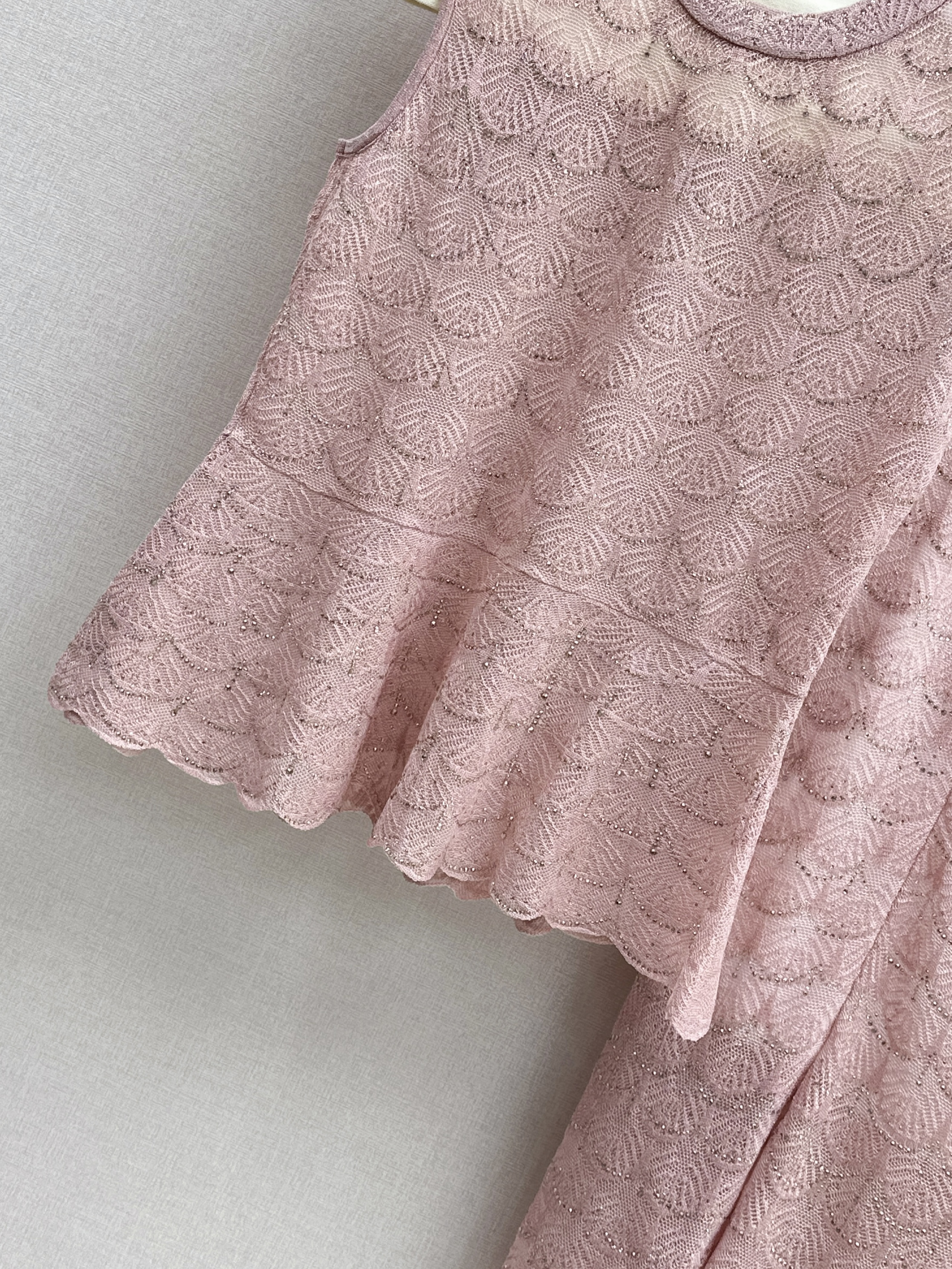 Chan 26ss rhinestone knitwear skirt set