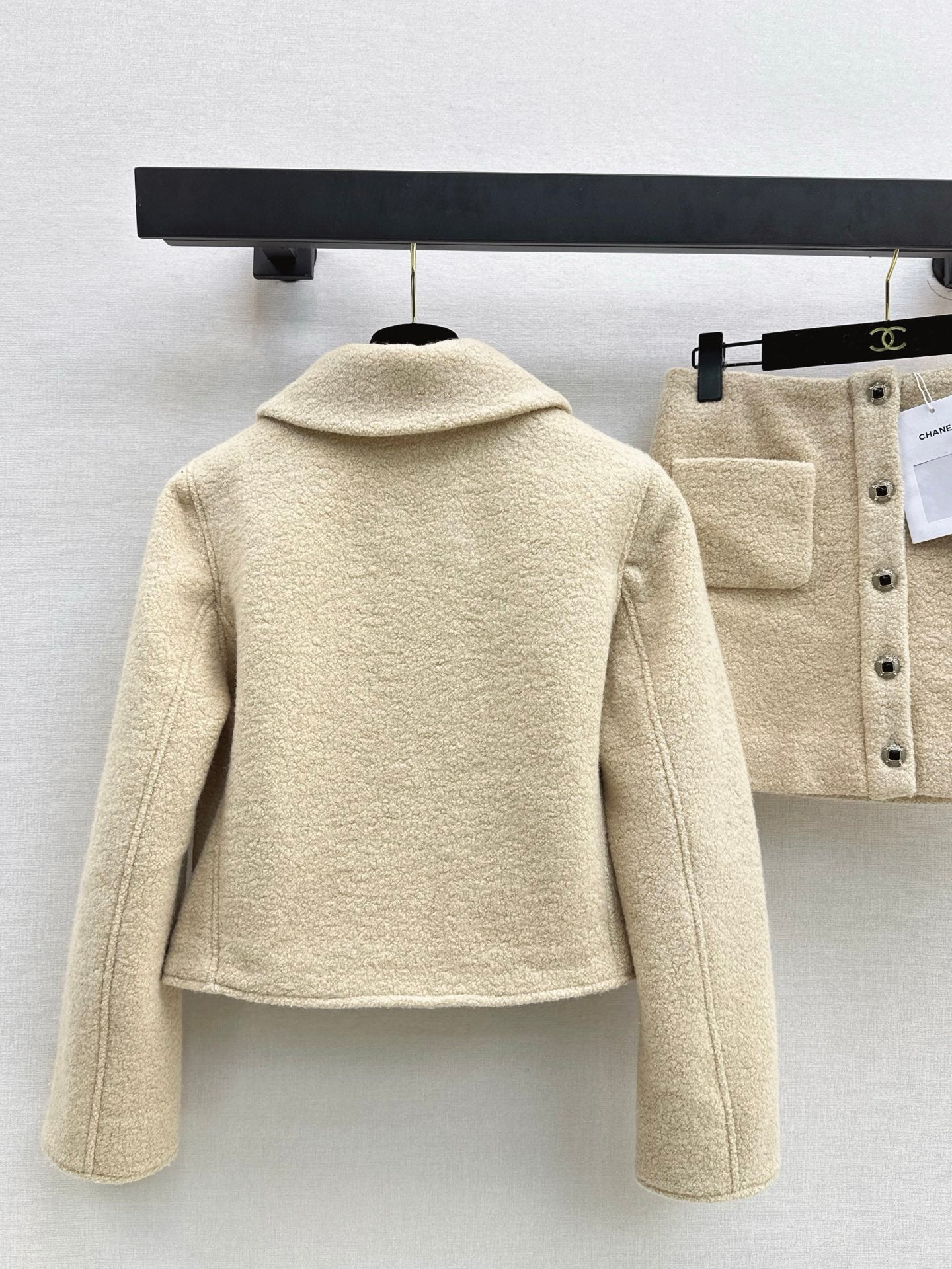 Chan 25fw 2pcs set woolen jacket mini skirt outfit set