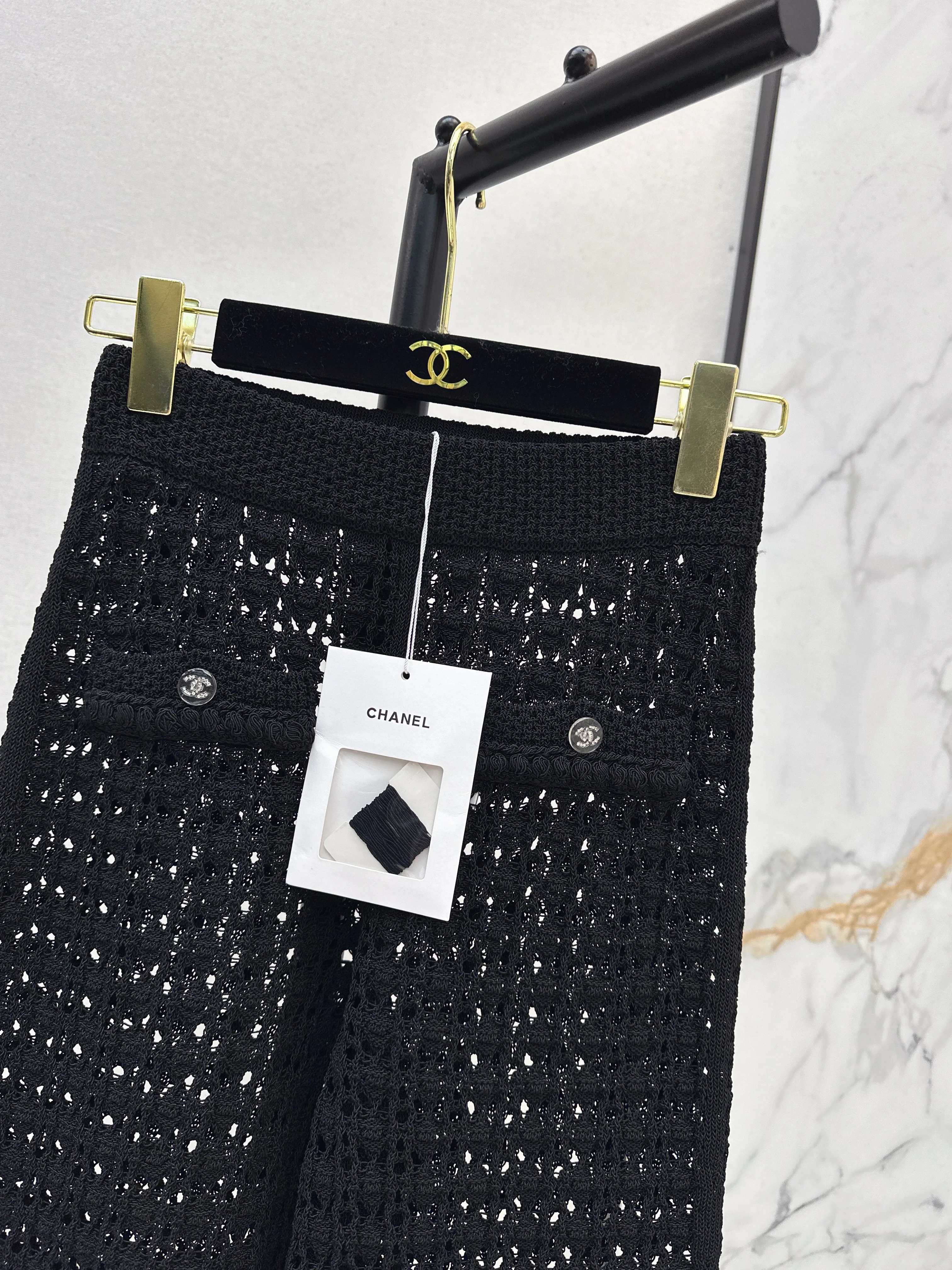 Chan 26ss hollow knit pants