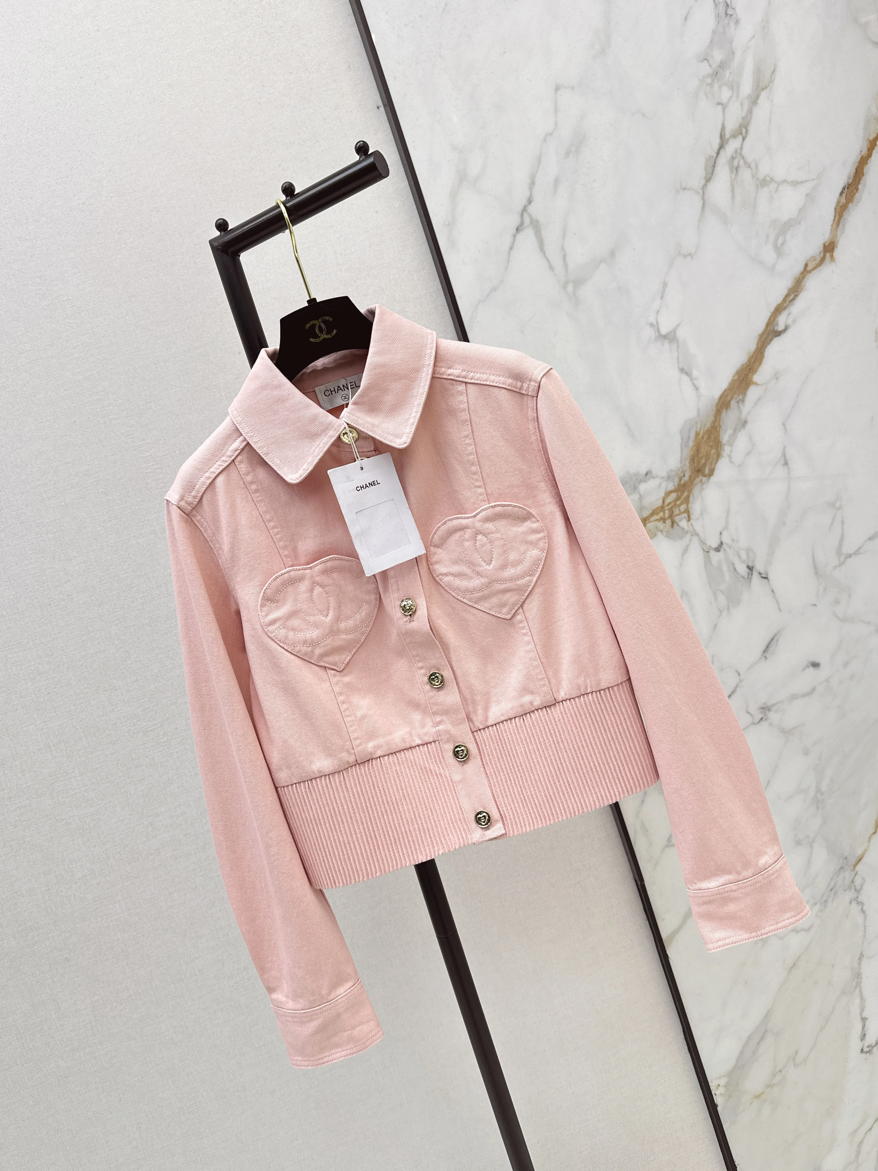 Chan 26ss heart denim jacket