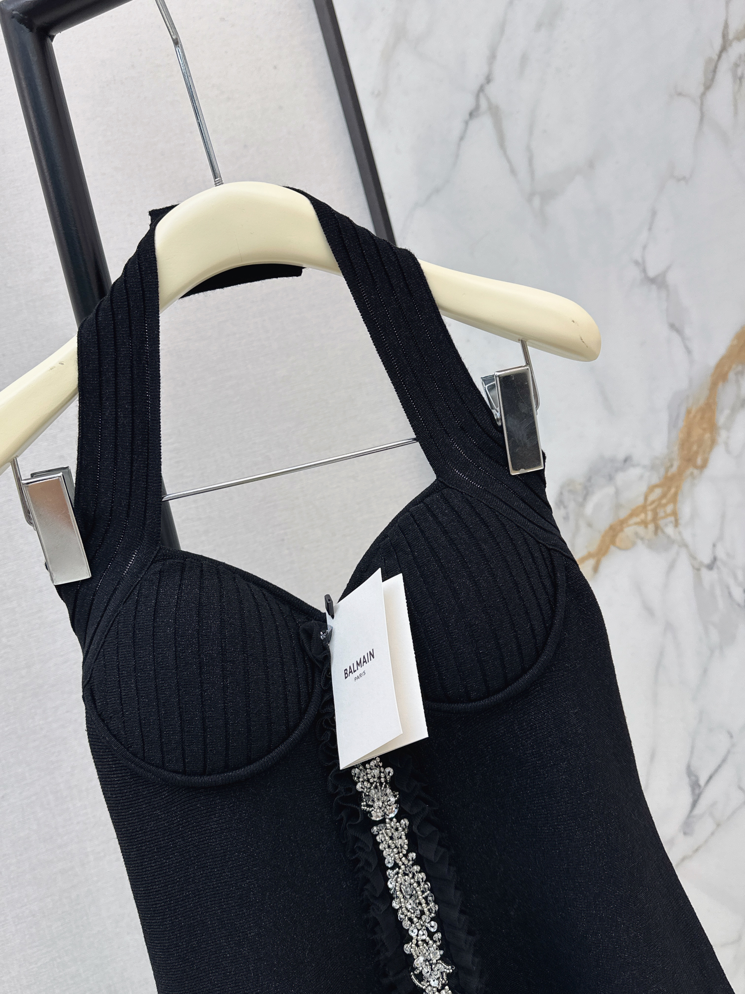 Bal 26ss halter knit beading dress