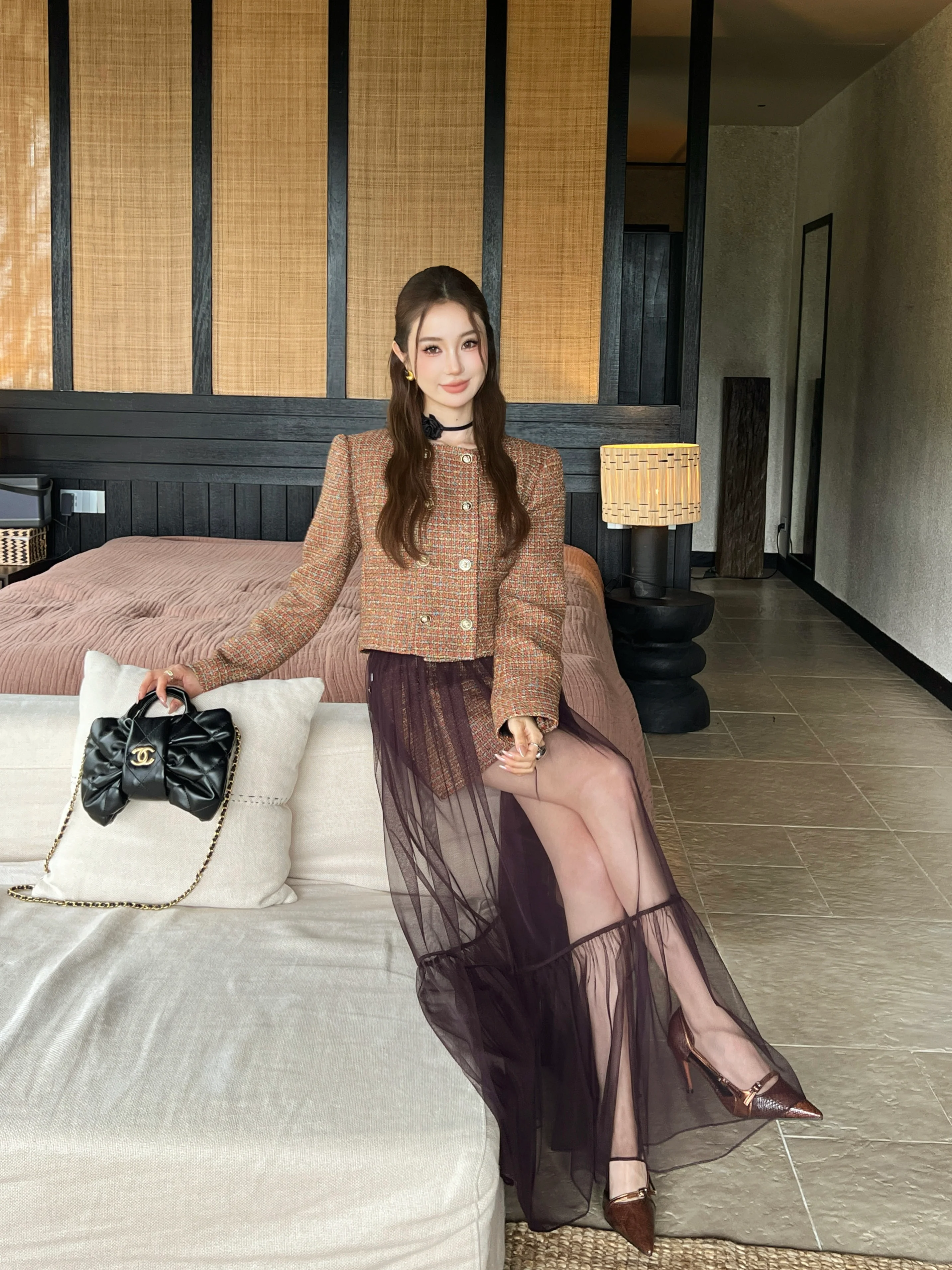 Chan 26ss tweed woven jacket