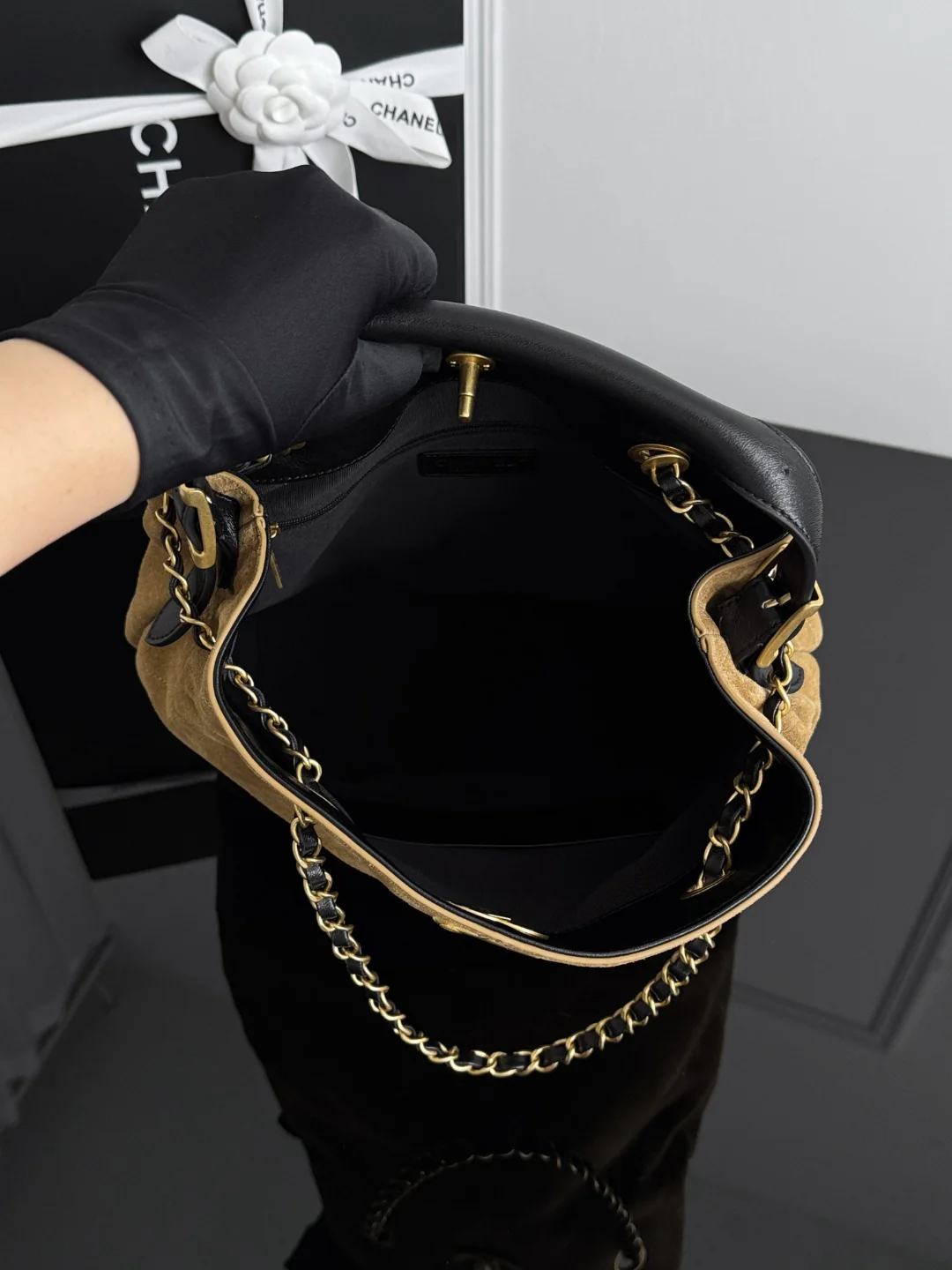 Chan 25A suede hobo bags