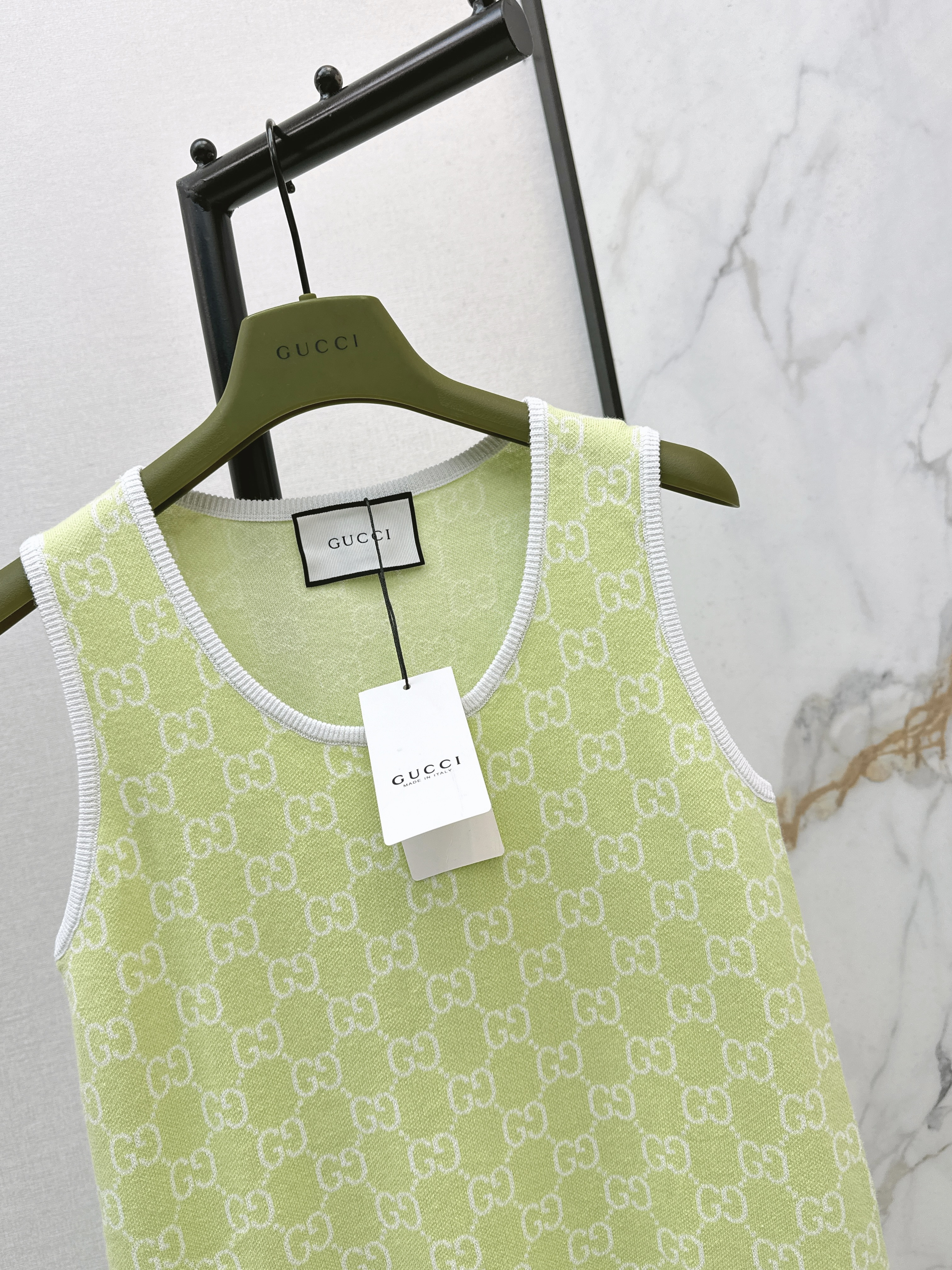 Guc 26ss jacquard sleeveless dress