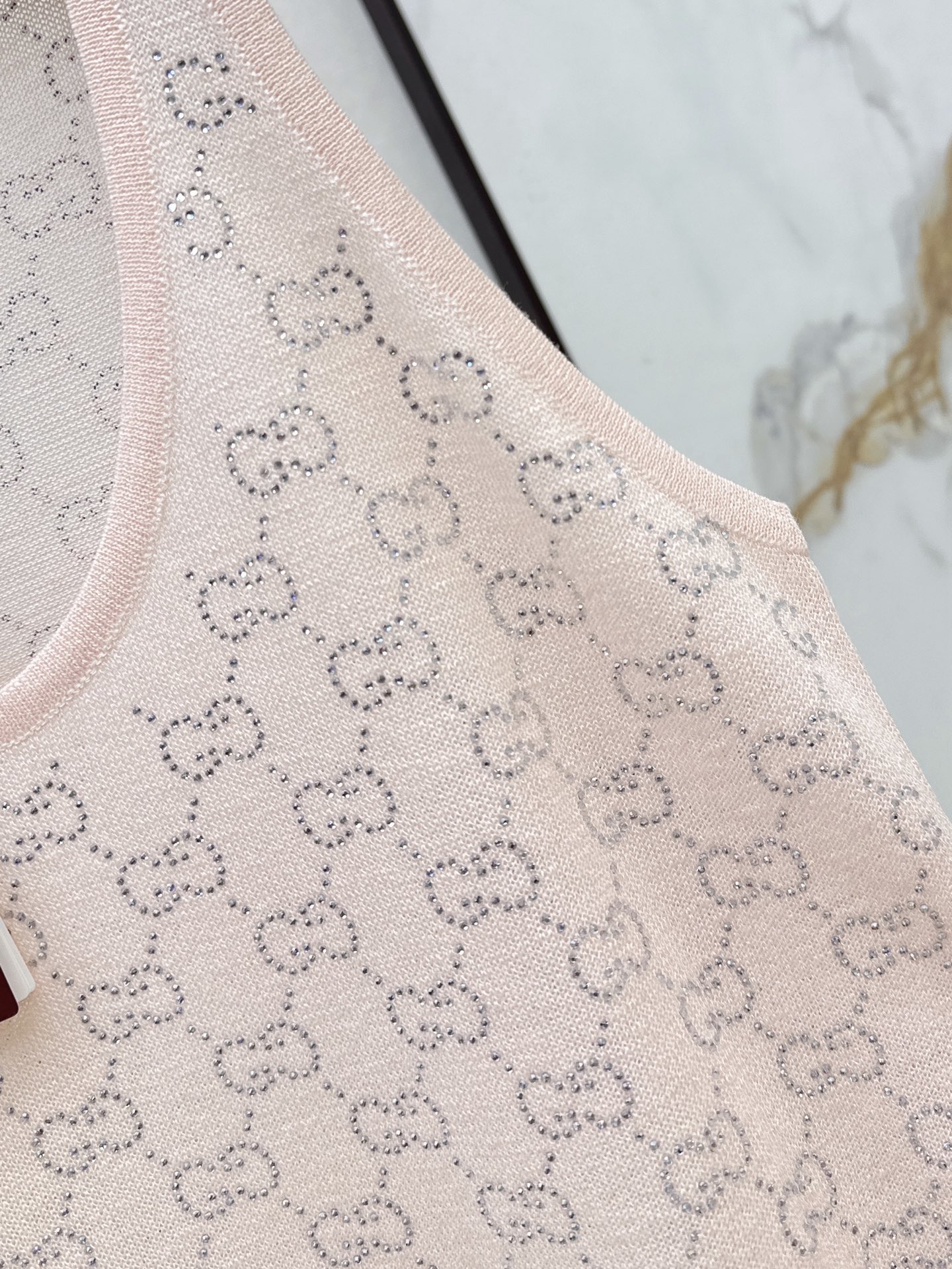 Guc 26ss rhinestone knit vest
