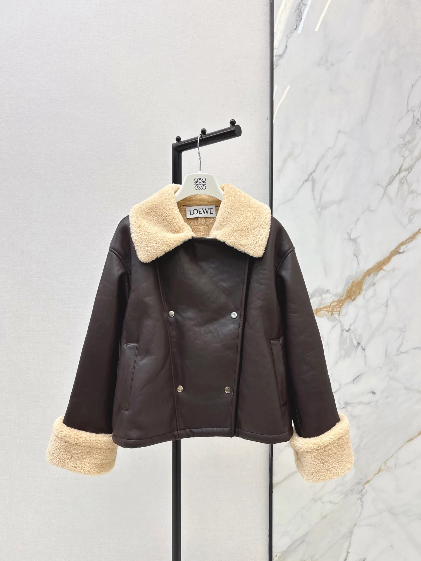 Loe 25fw lamb fleece biker