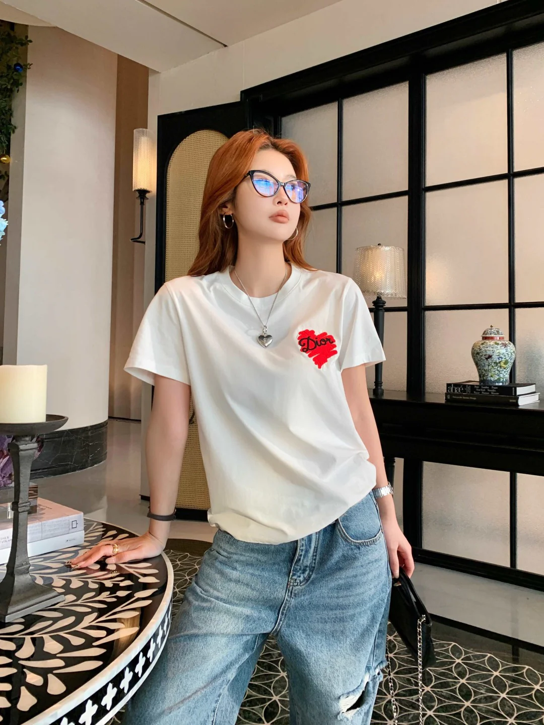 CD 26ss heart print t-shirts