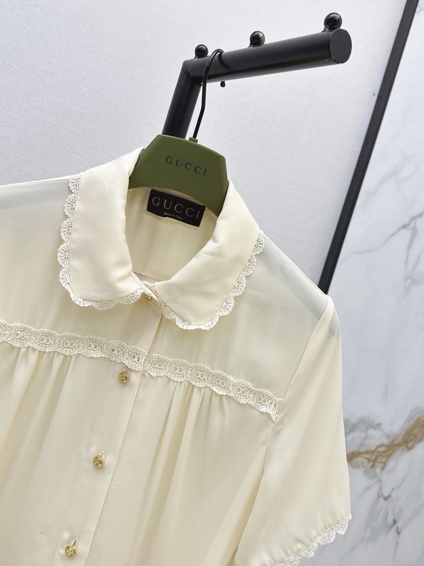 Guc 26ss lace trim dress
