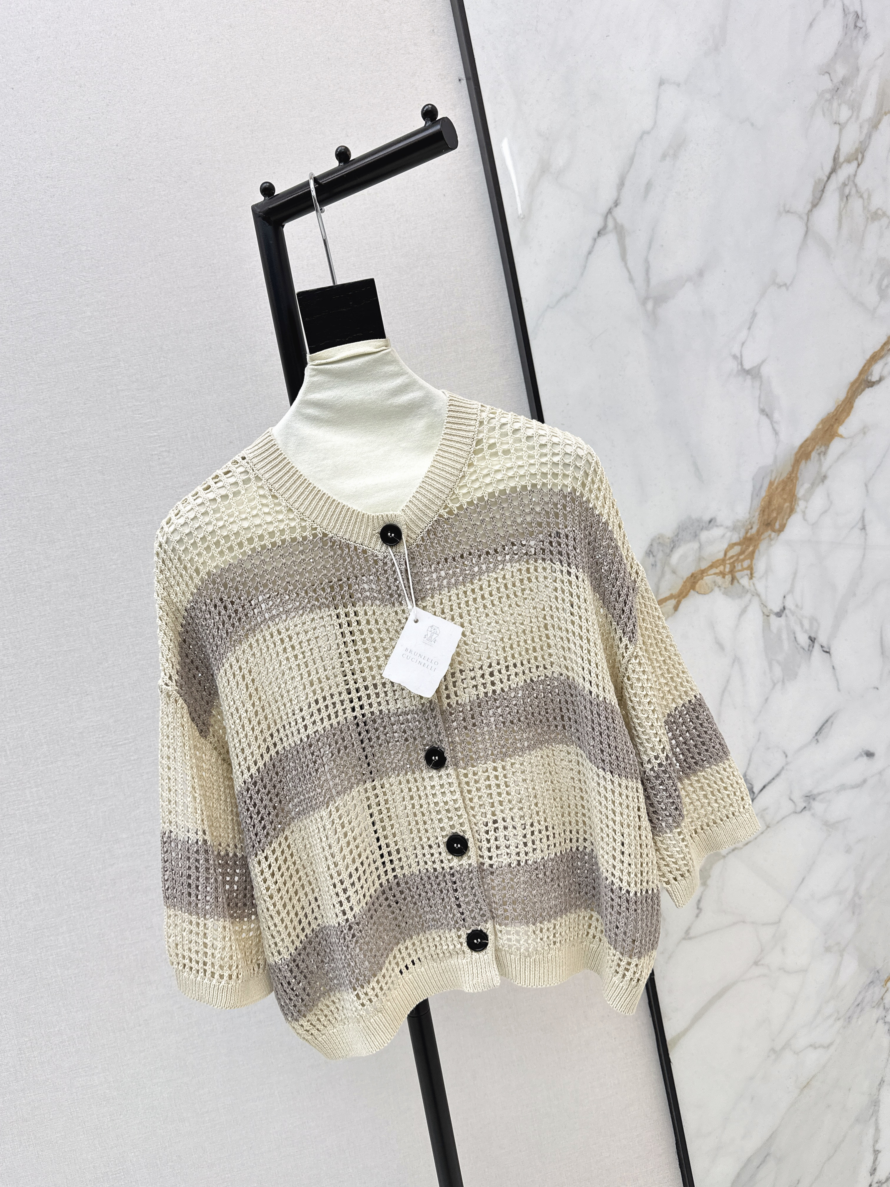 Brun 26ss hollow cardigan