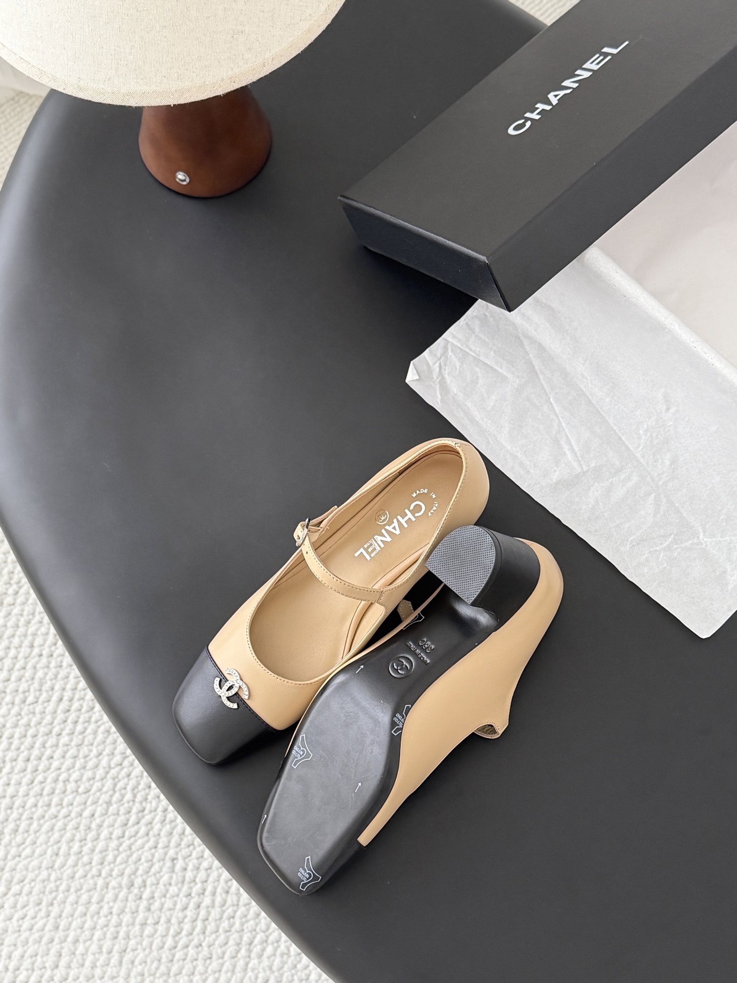 Chan 26K chunky heel mary jane shoes