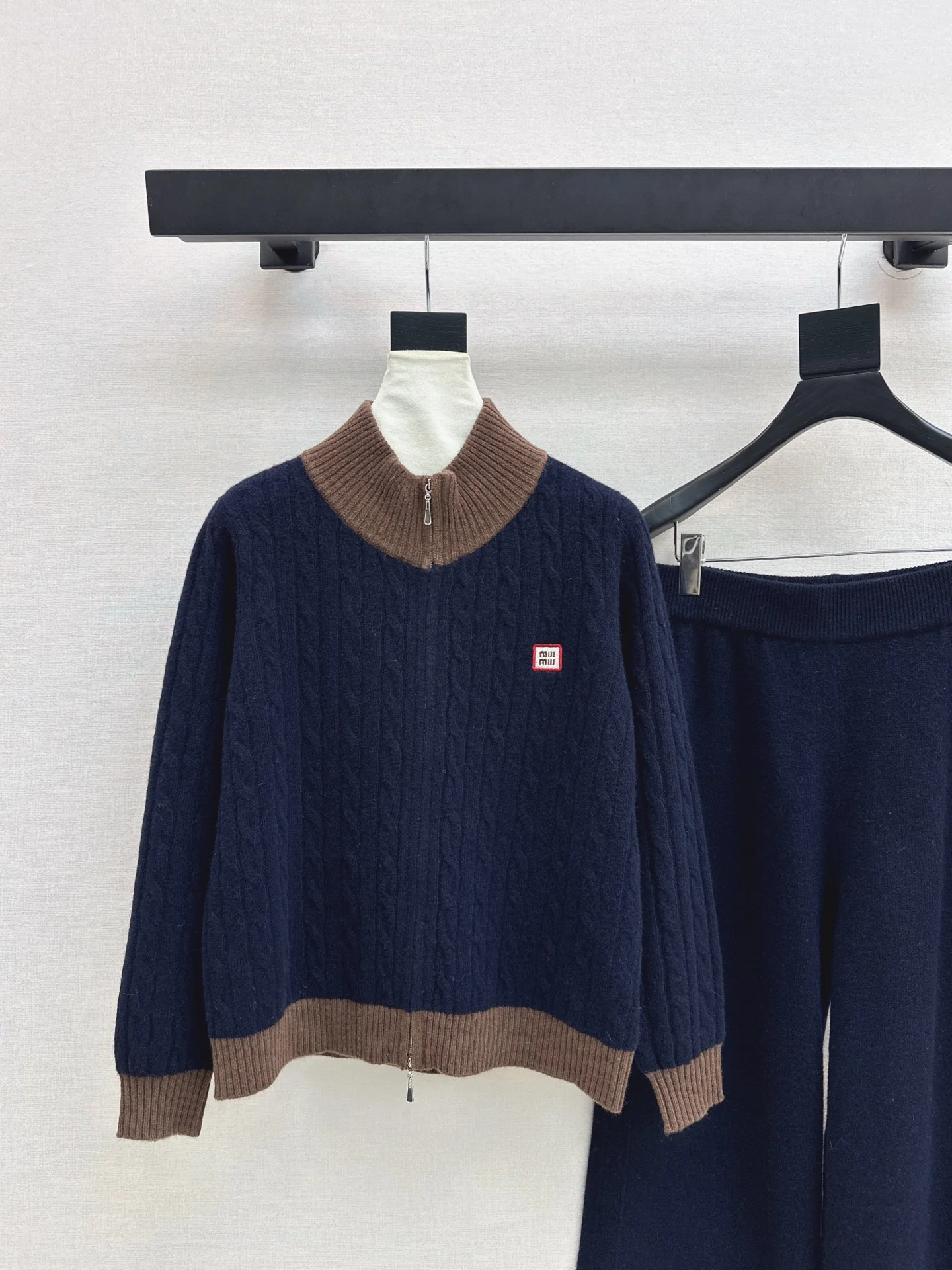 Miu 25fw wool cardigan +wide pants outfit sets