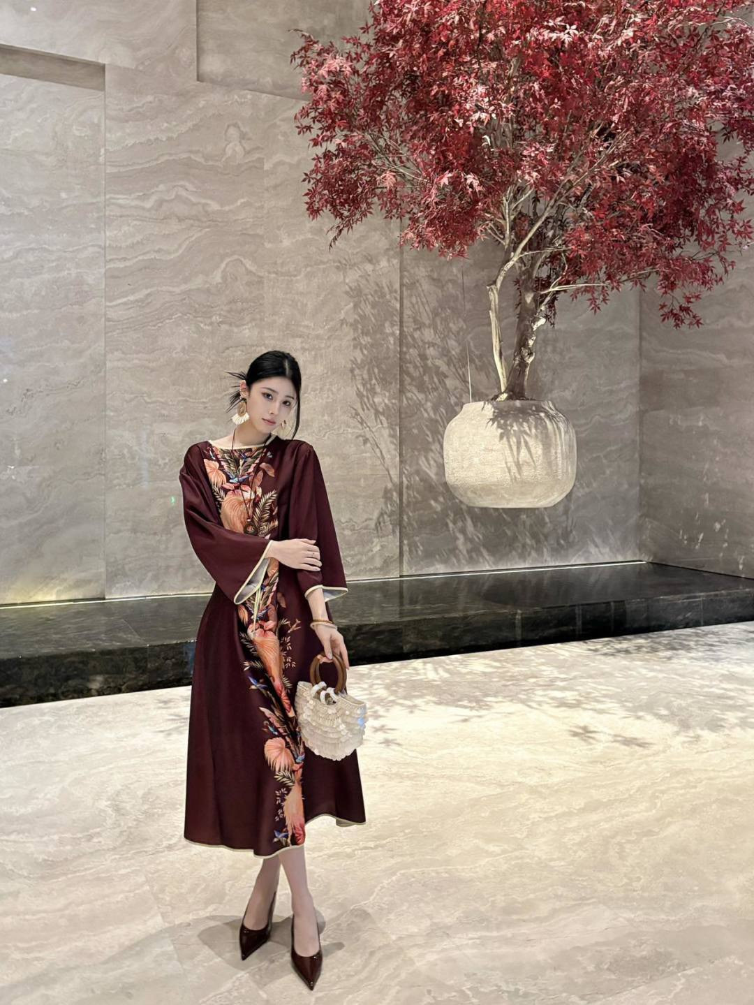 Guc 26ss print silk dress