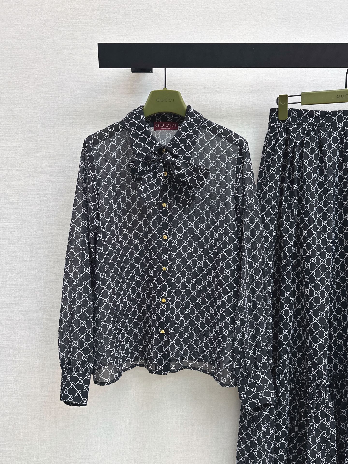 Guc 26ss print shirt skirt sets