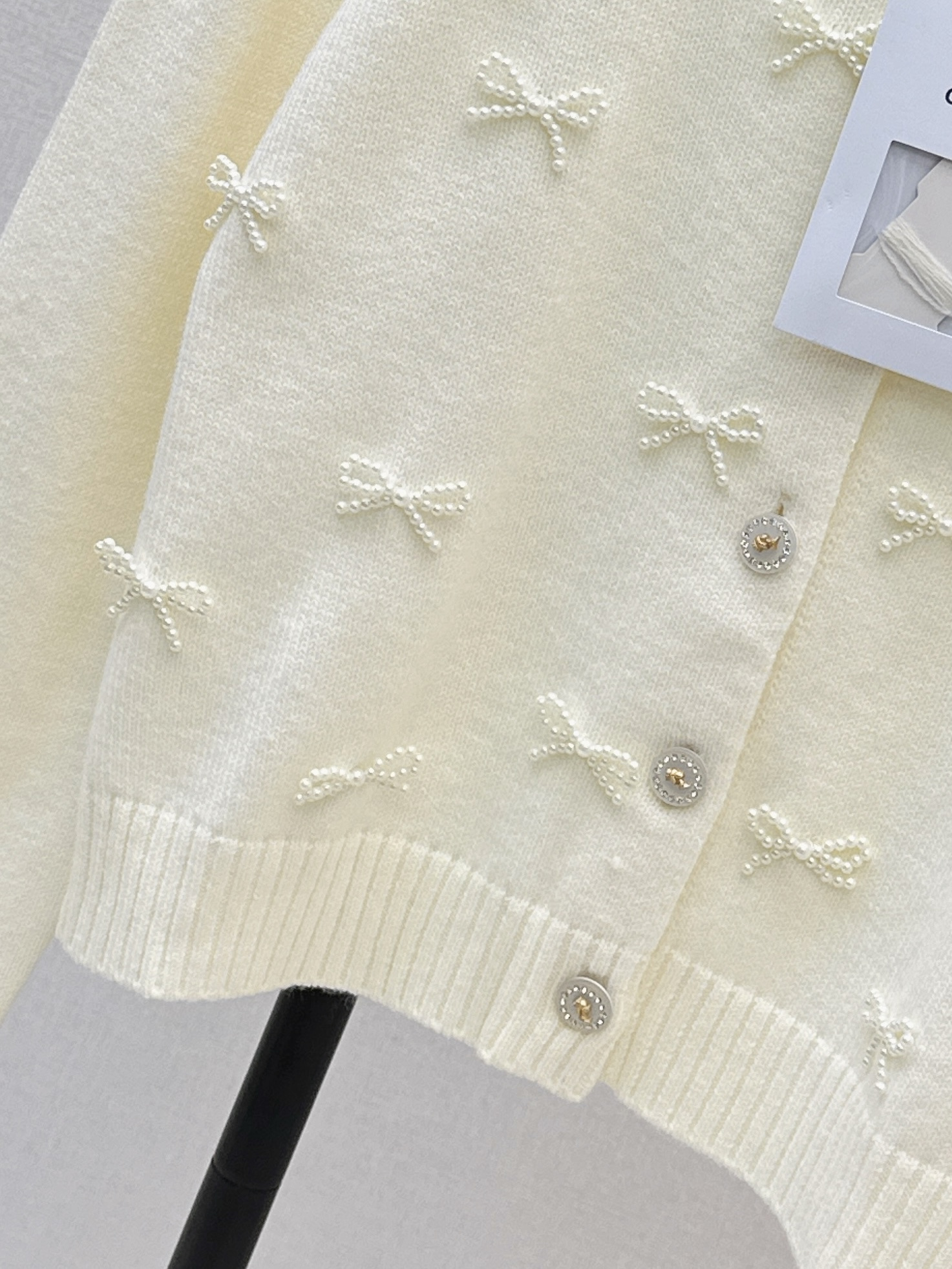 Chan 26ss bow knitted cardigan