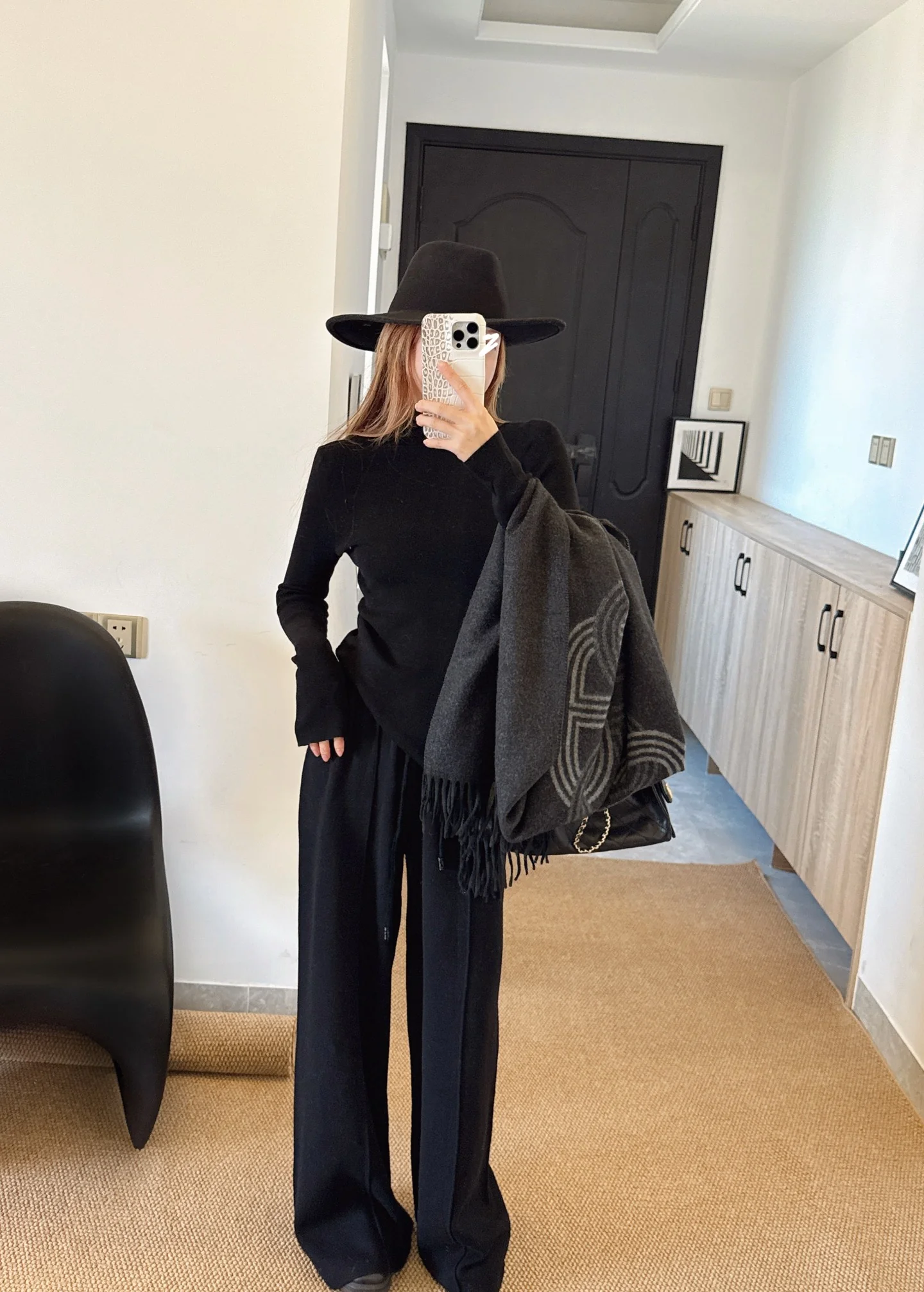 Herm 26ss knit outfit sets basic tee+pant+shawl