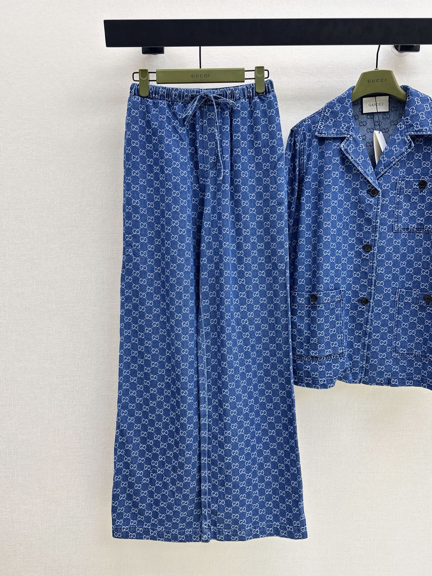 Guc 26ss jacquard denim jacket pants set