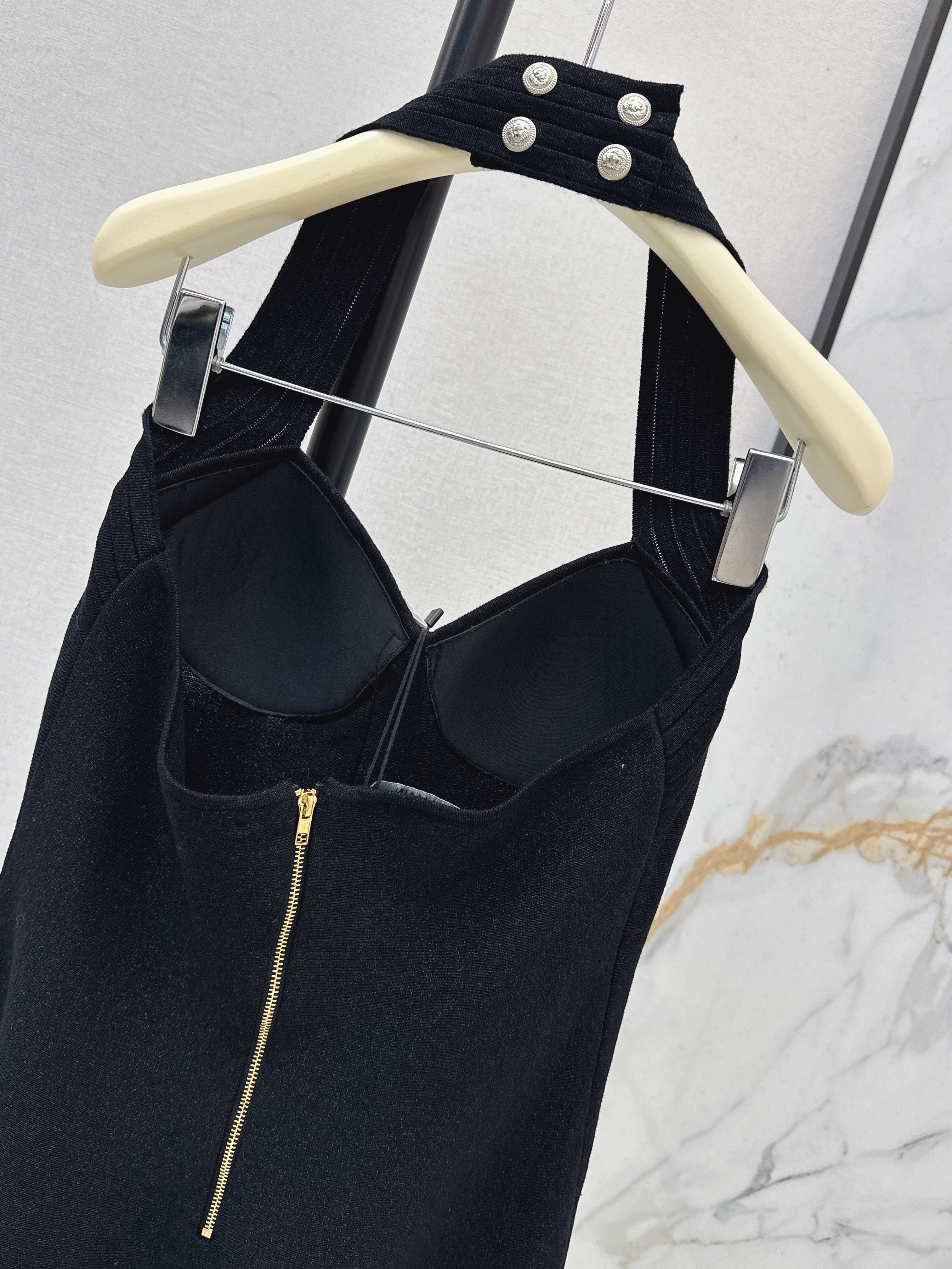 Bal 26ss halter knit beading dress