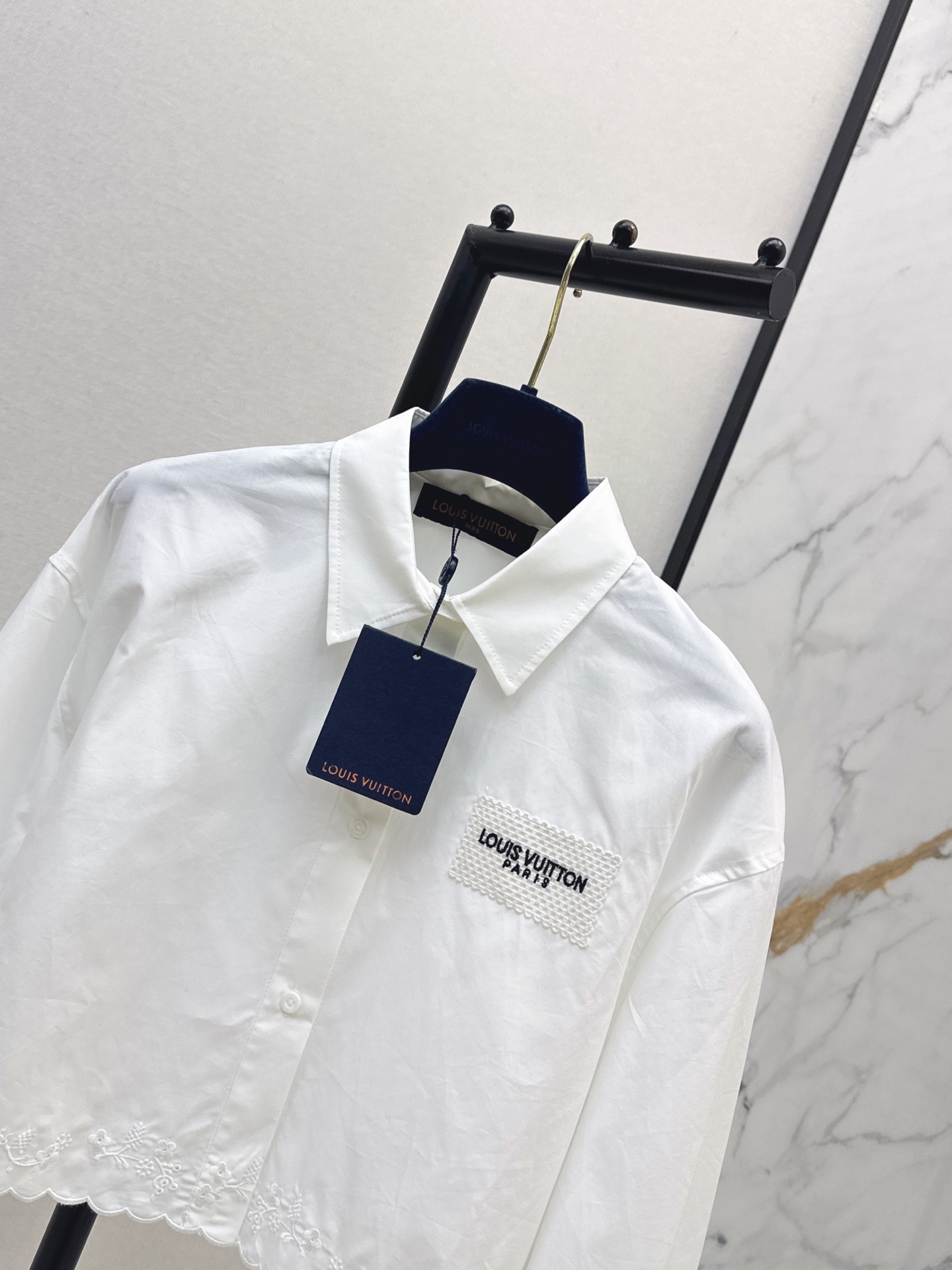 Loui 26ss embroidery cropped shirt