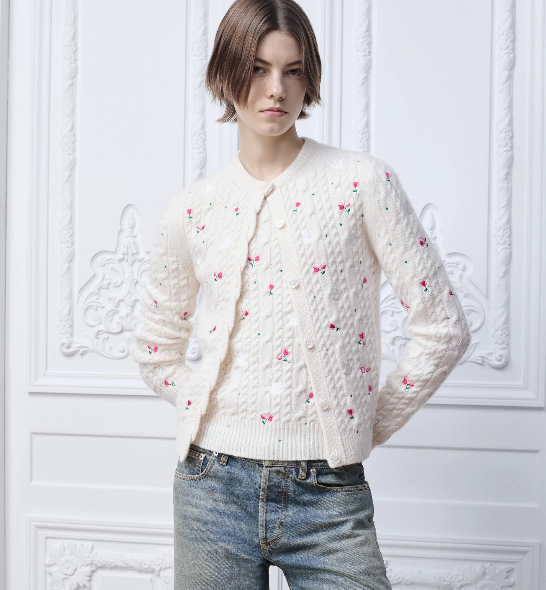 CD 26ss embroidery knitted cardigan