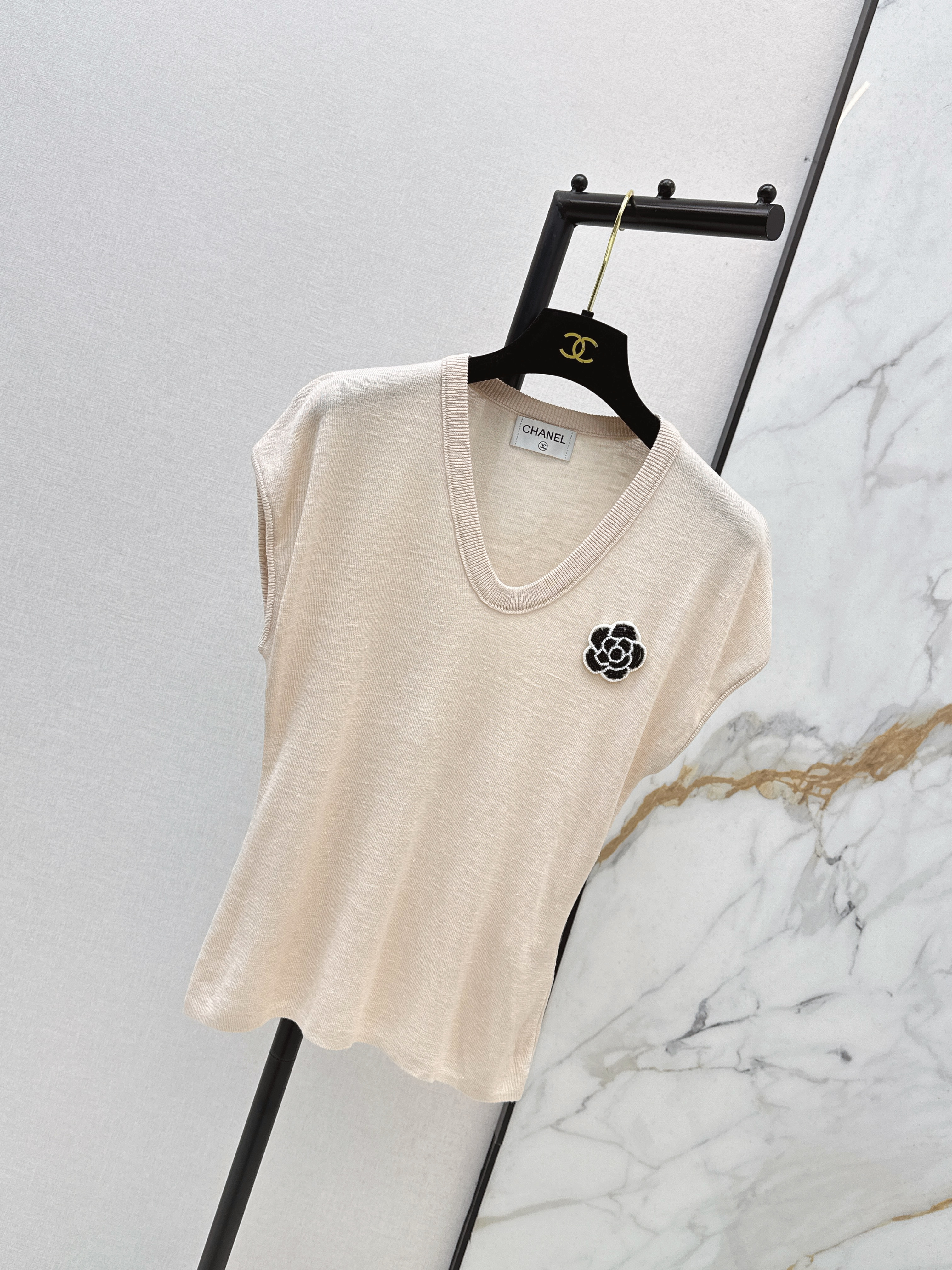 Chan 26ss 3d flower t-shirt