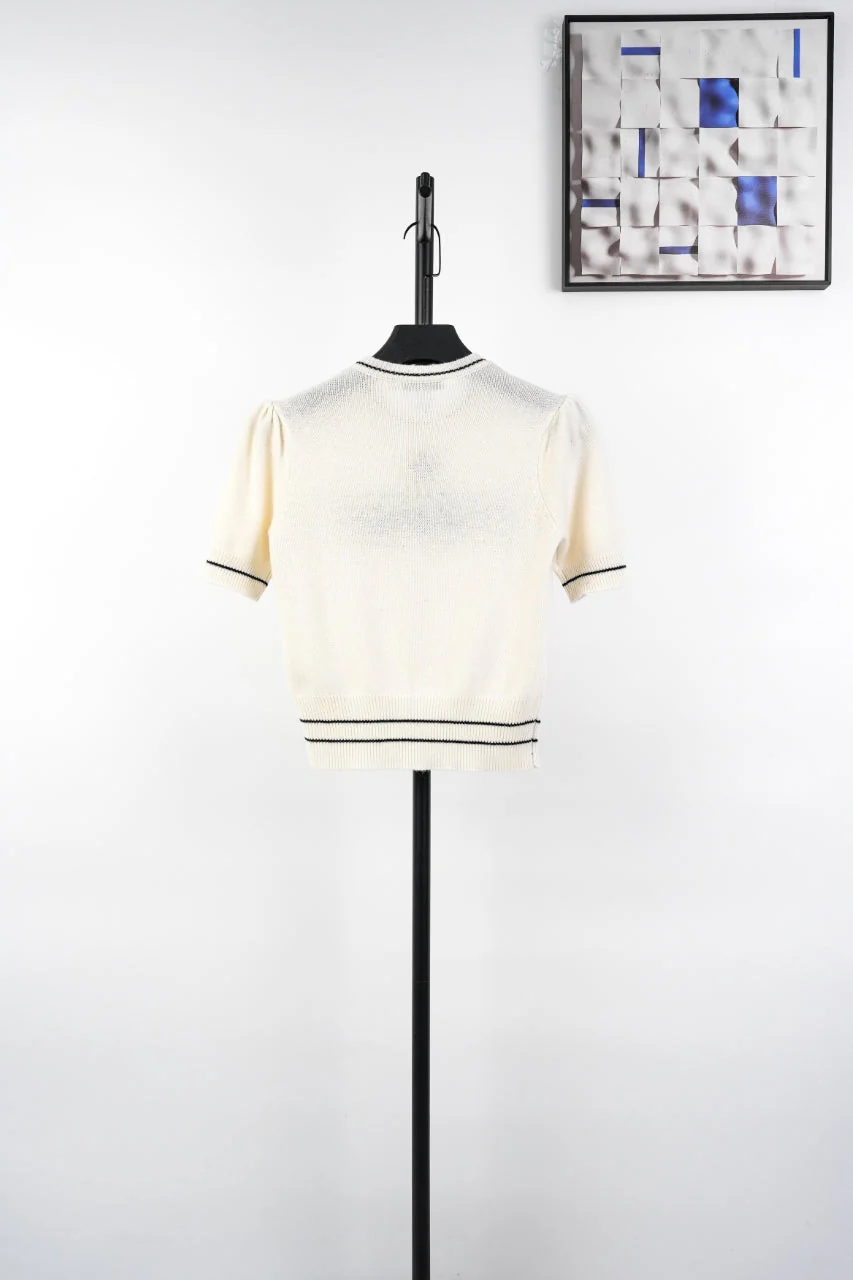 D 25ss wool embroidered knitted t-shirt