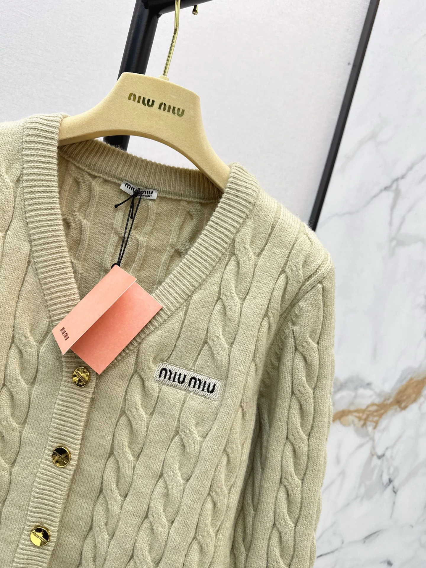Miu 25fw cable knit cardigan