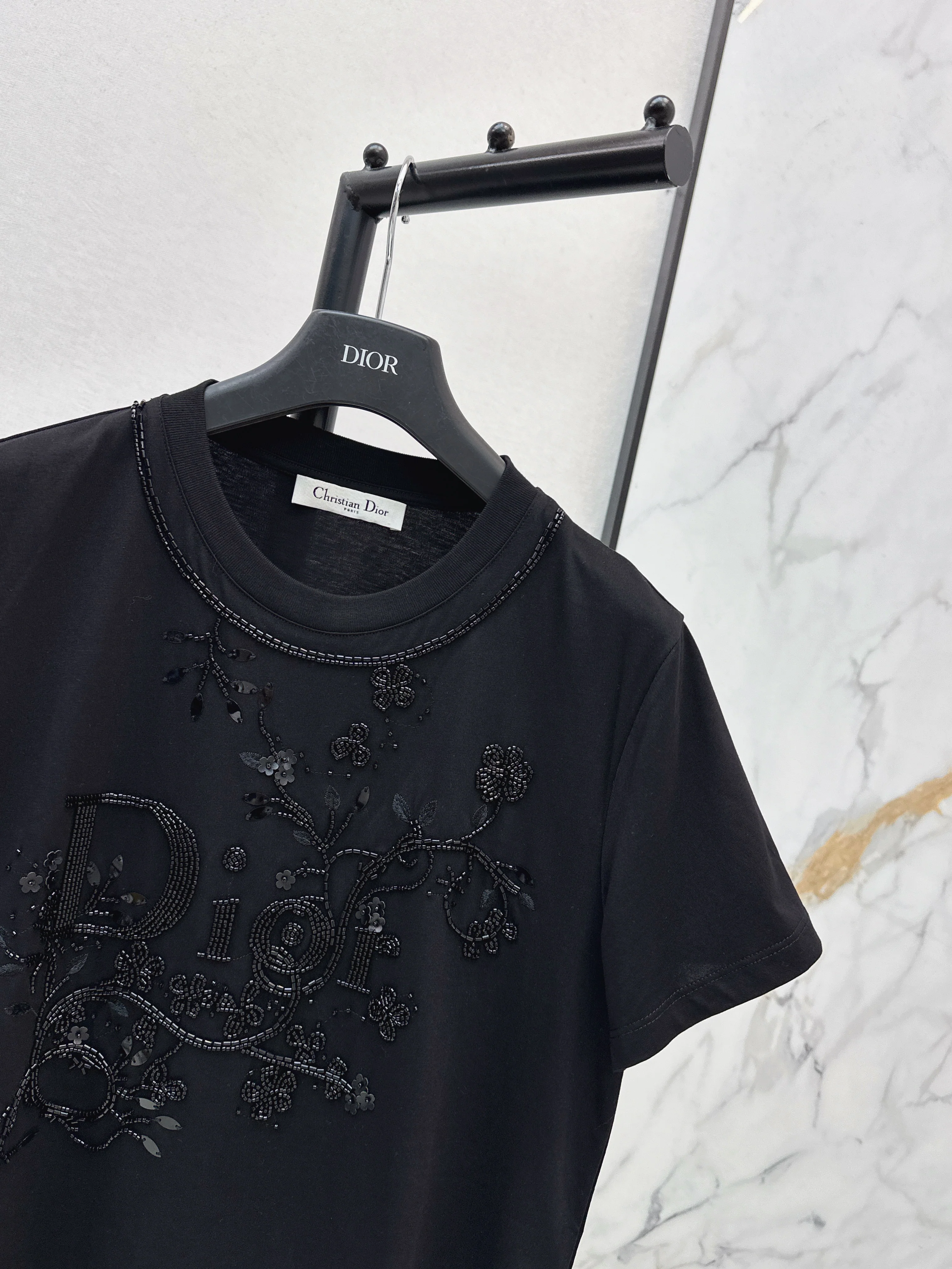 CD 26ss 3d embroidery beading t-shirts