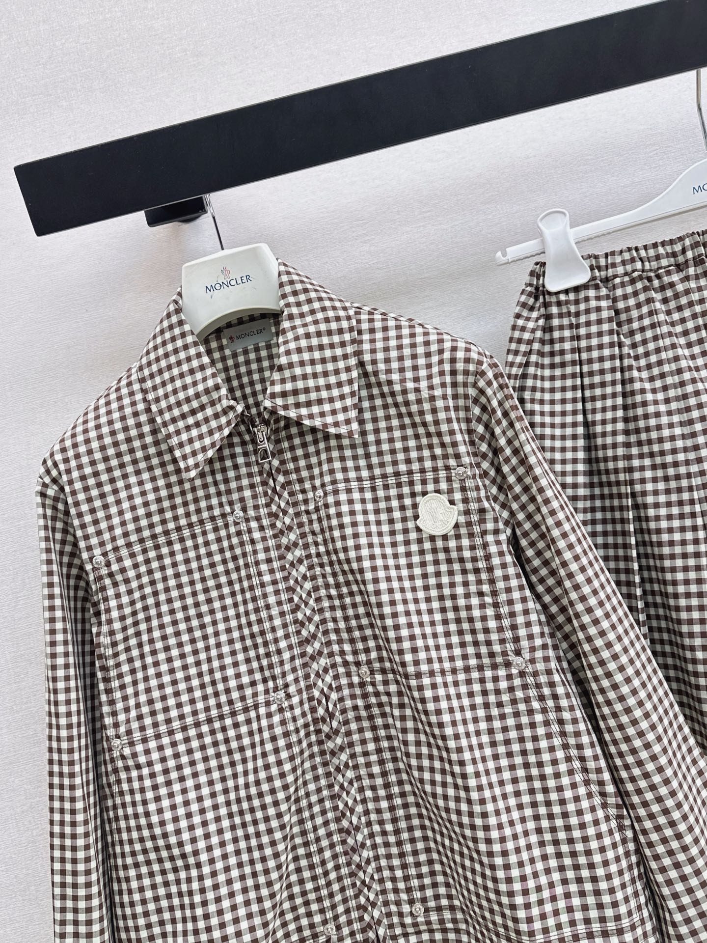 Monc 26ss check jacket pleated skirt sets