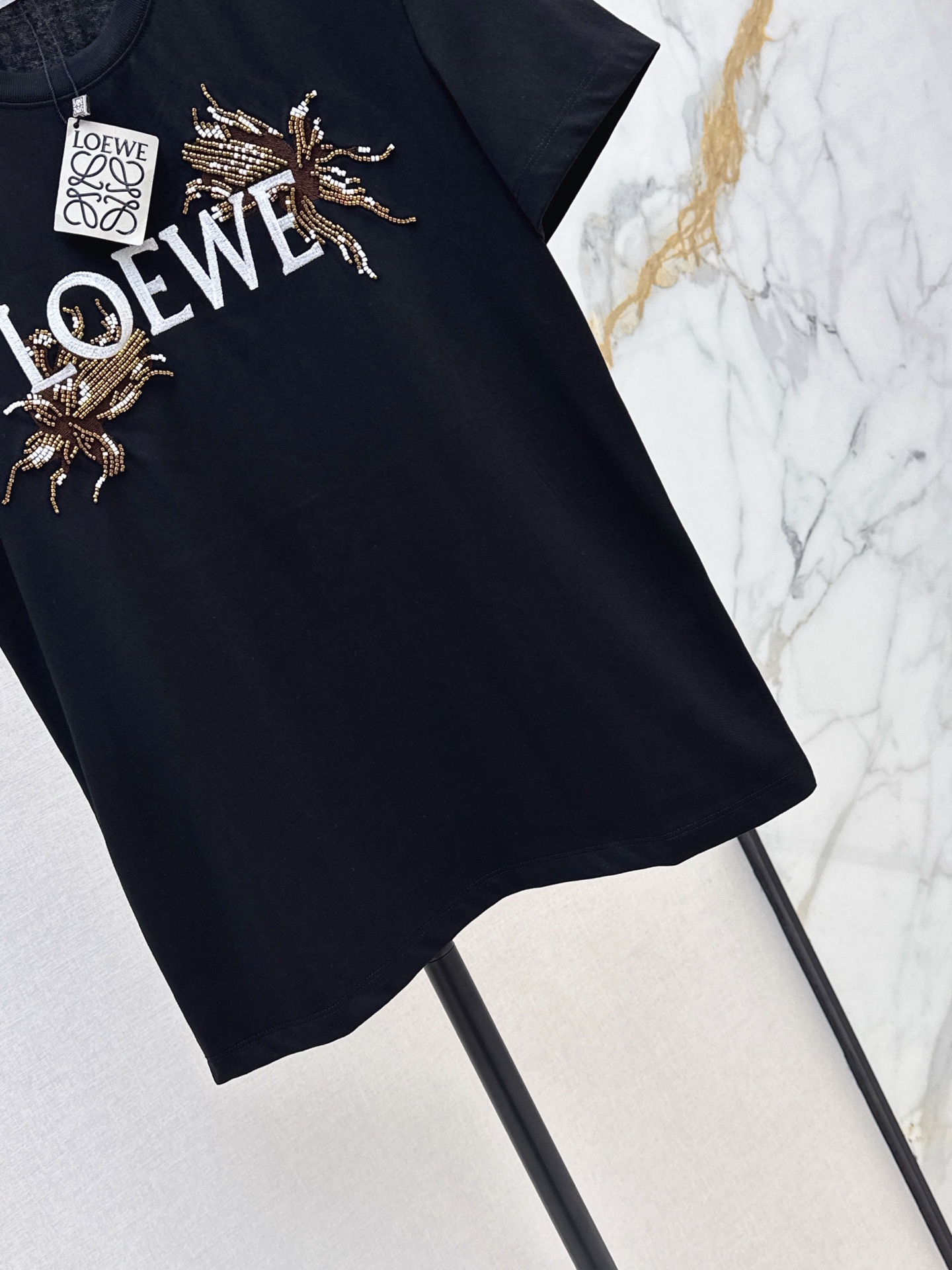 Loe 26ss embroidery beading t-shirt